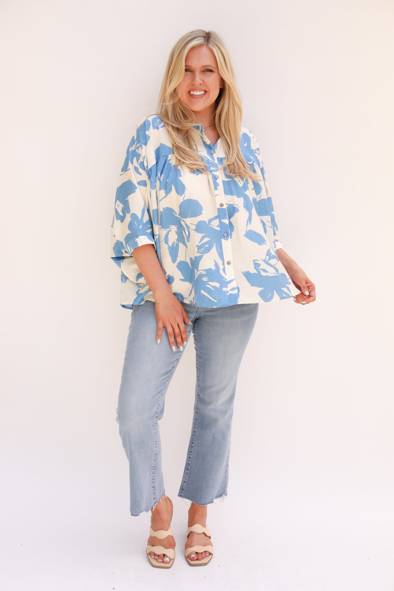 Two Tone Floral Top