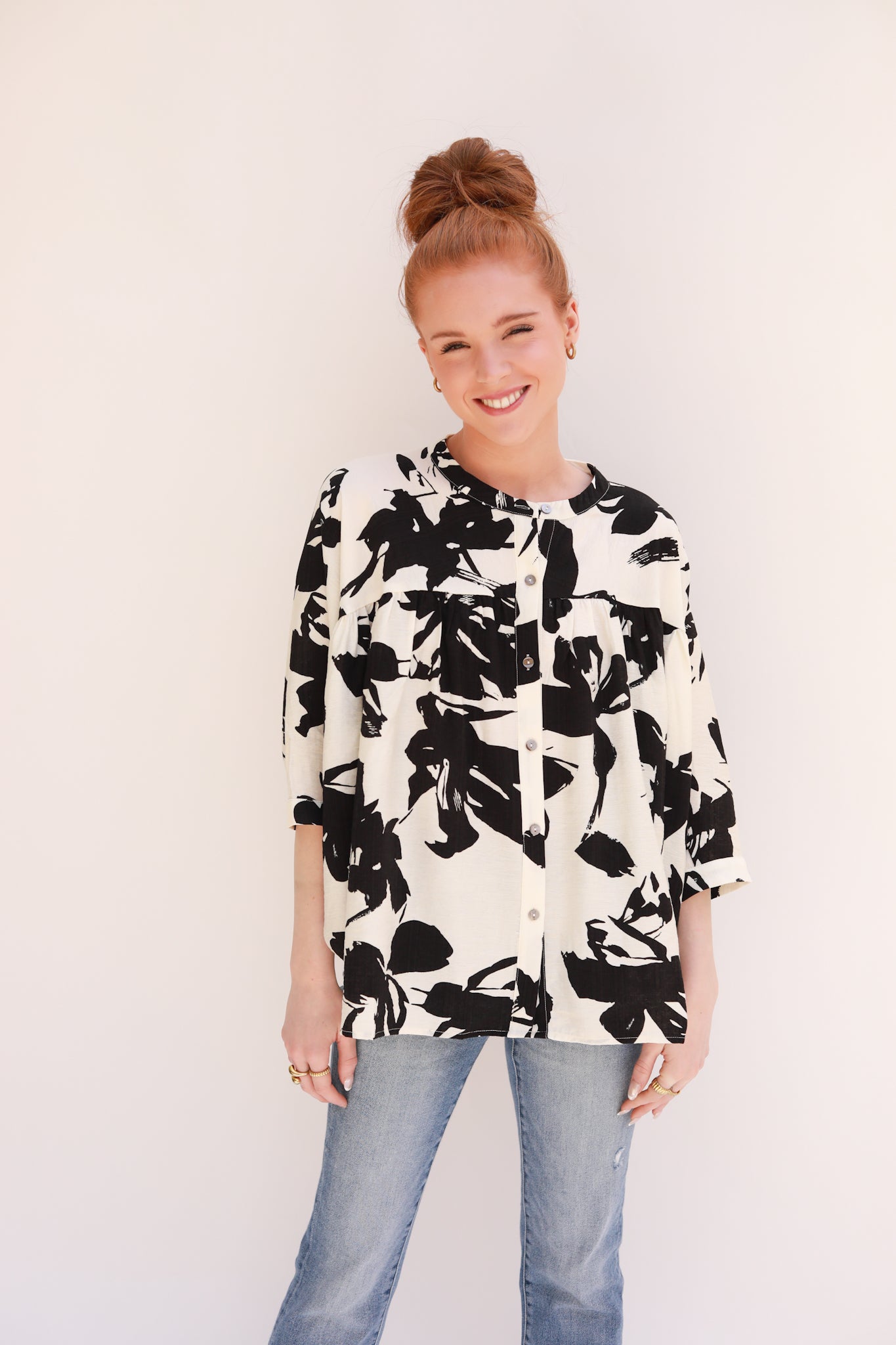 Two Tone Floral Top