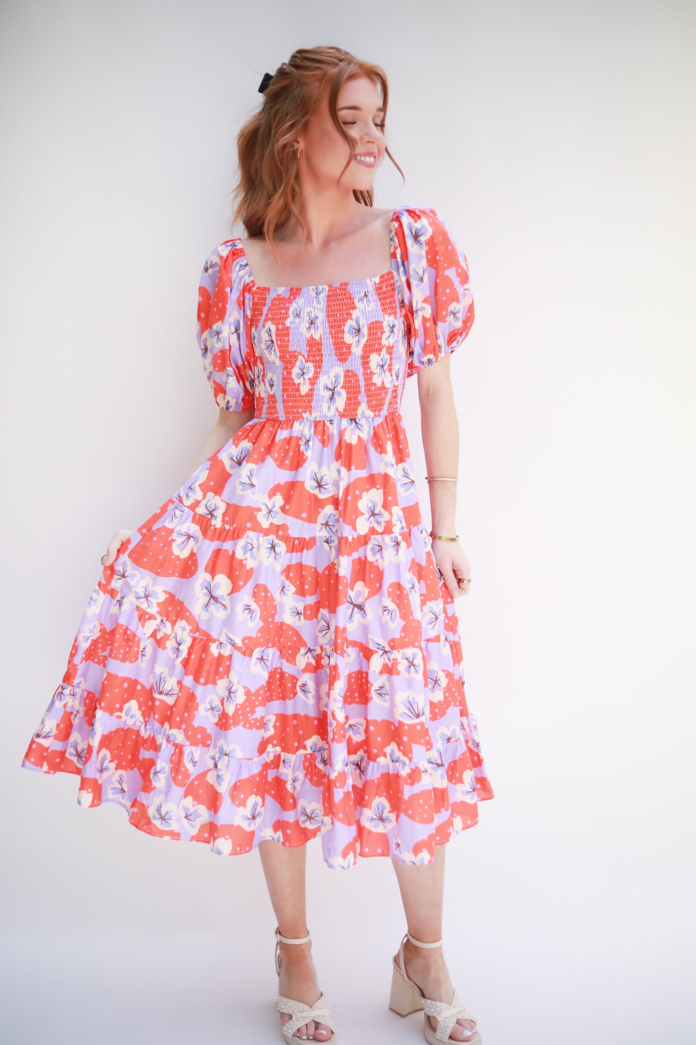 Smocked Top Floral Dress