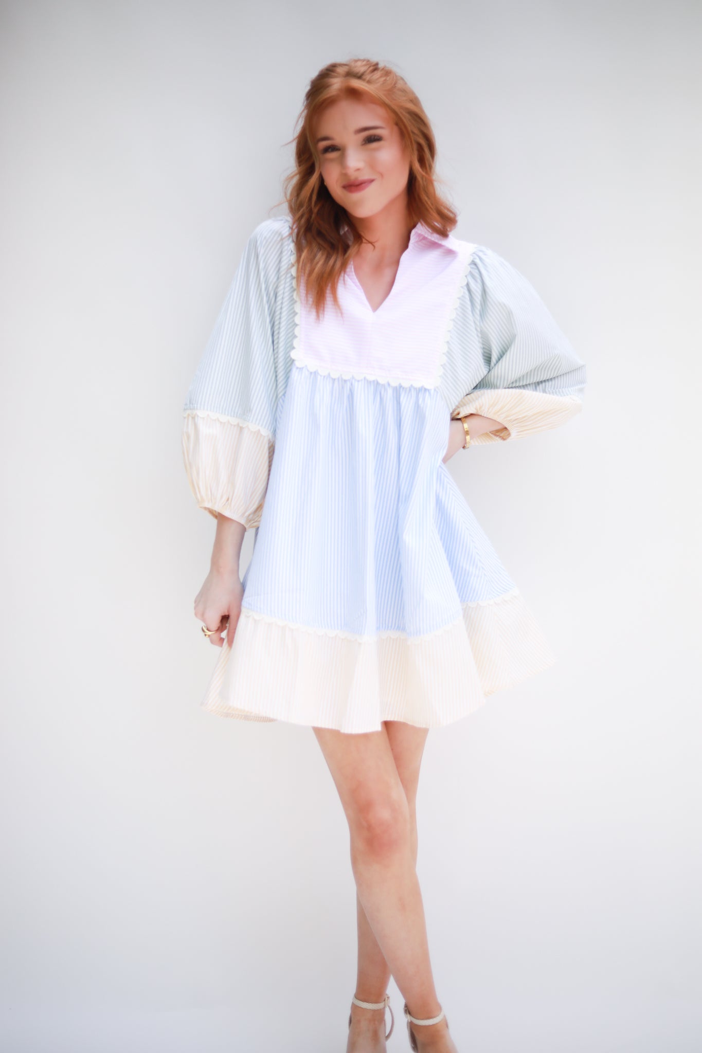 Patchwork Stripe Yoke Dress