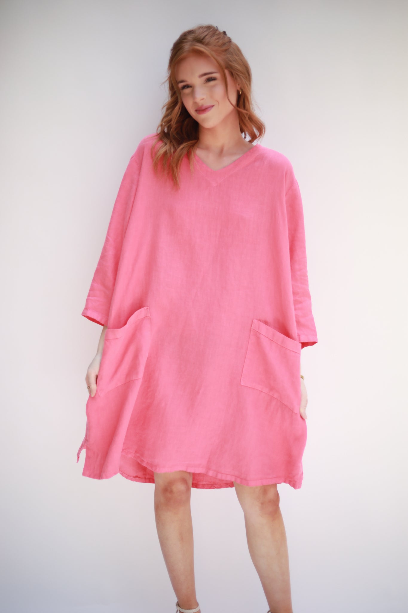 V-neck Linen Dress
