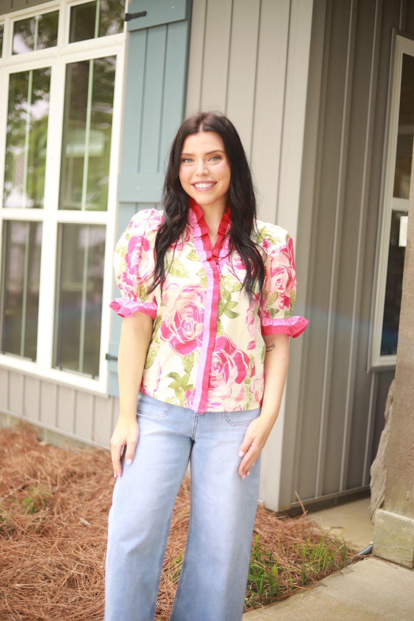 Rose Leaf Print Top