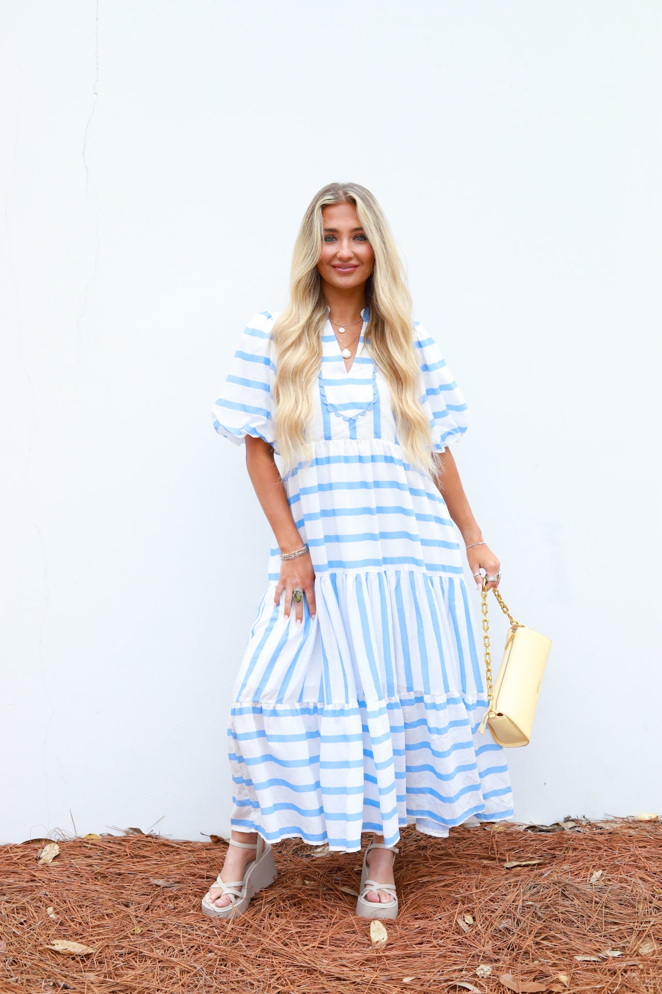 Stripe Tiered Midi Dress