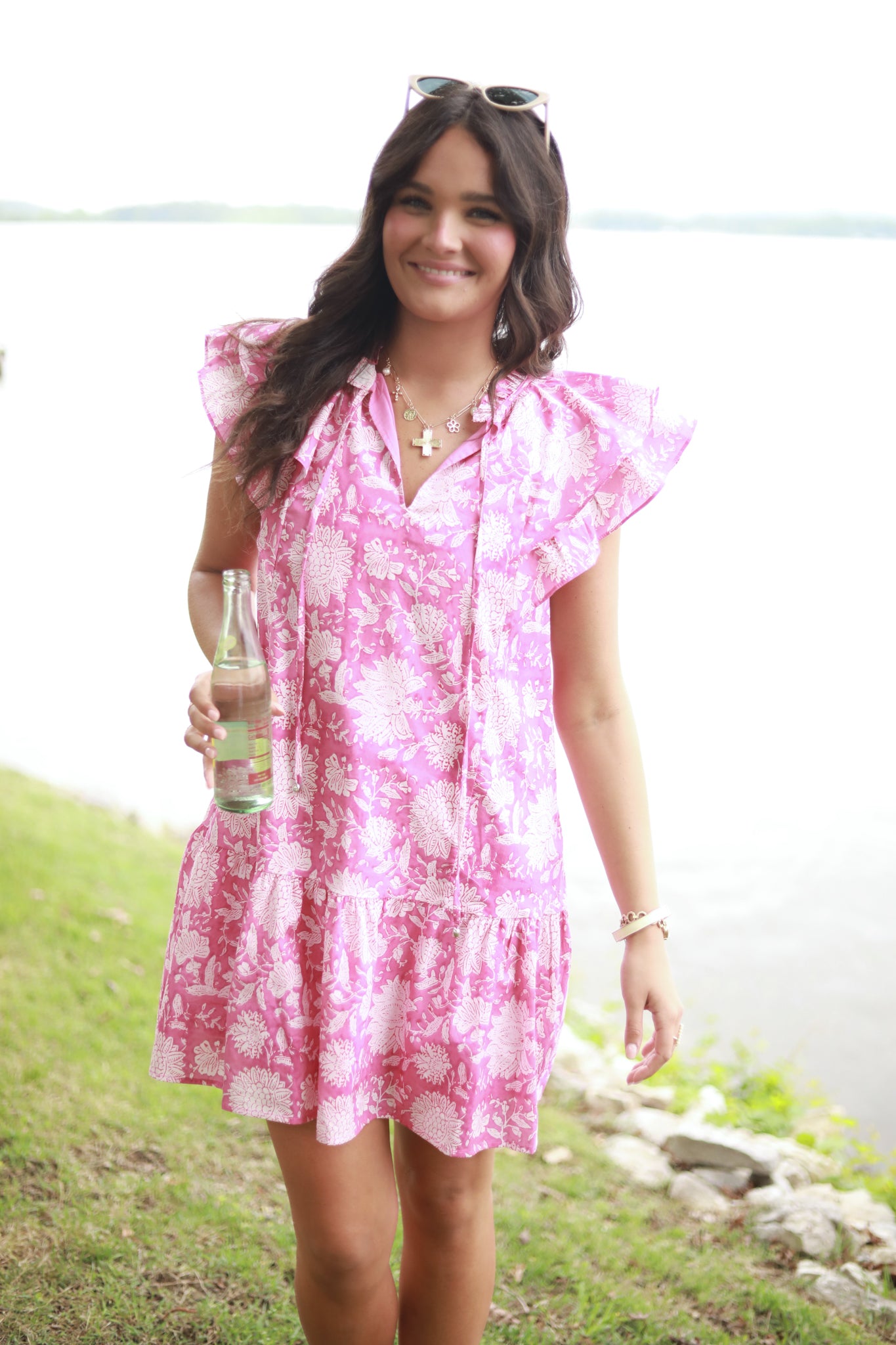 White Floral Ruffle Dress