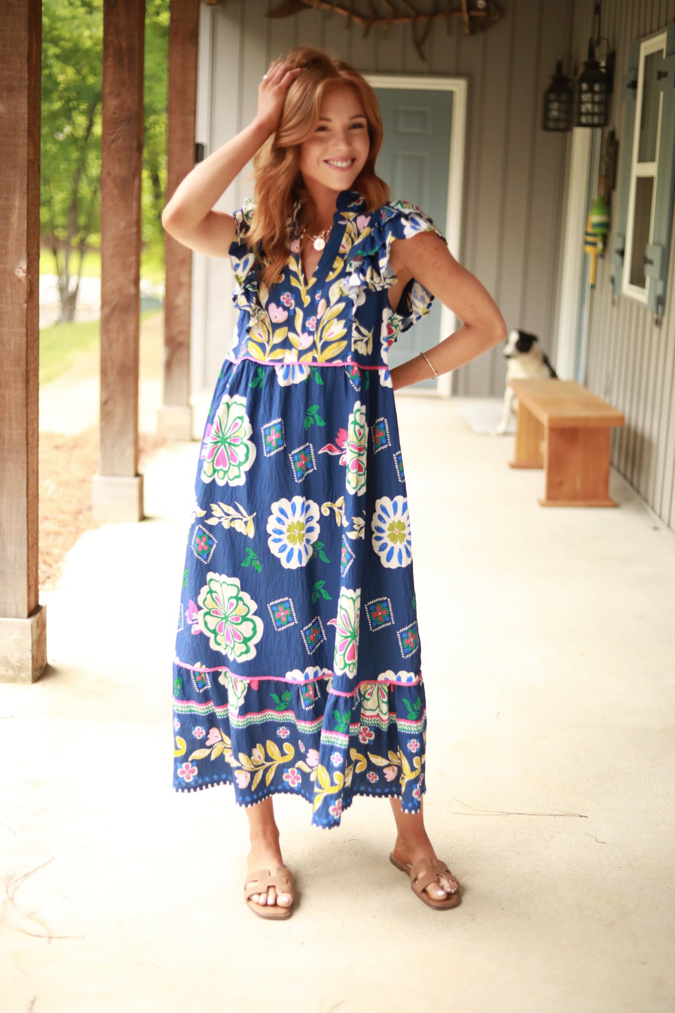 Bright Floral Midi Dress