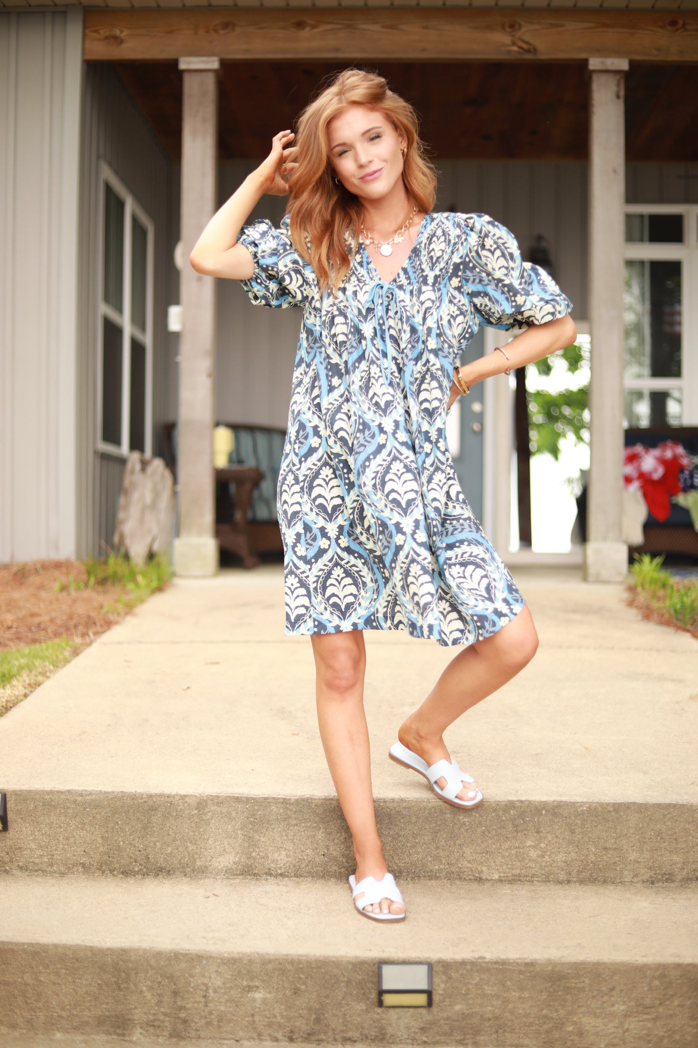 Puff Sleeve Flower Dress