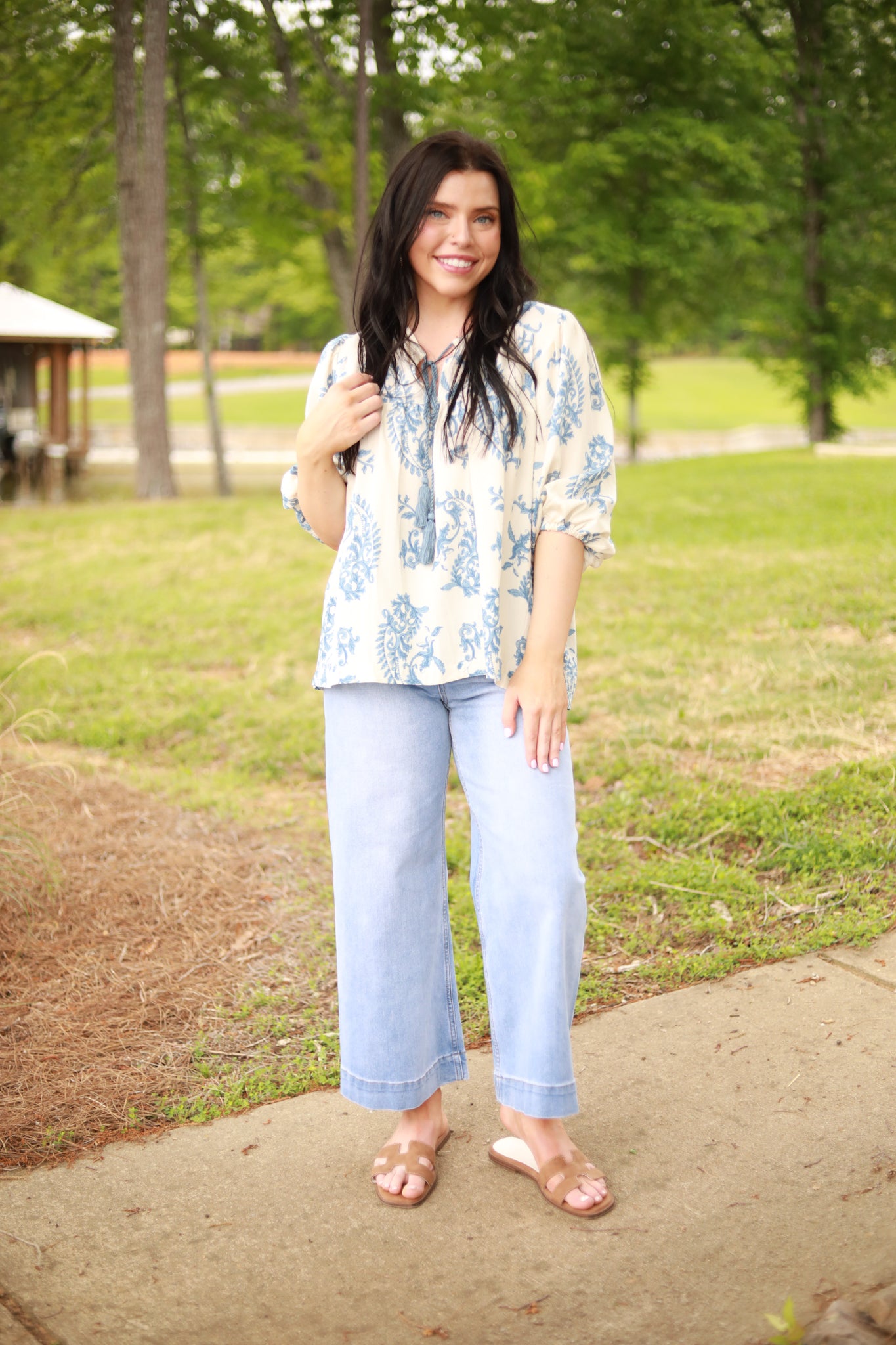 Paisley Tie Neck Top