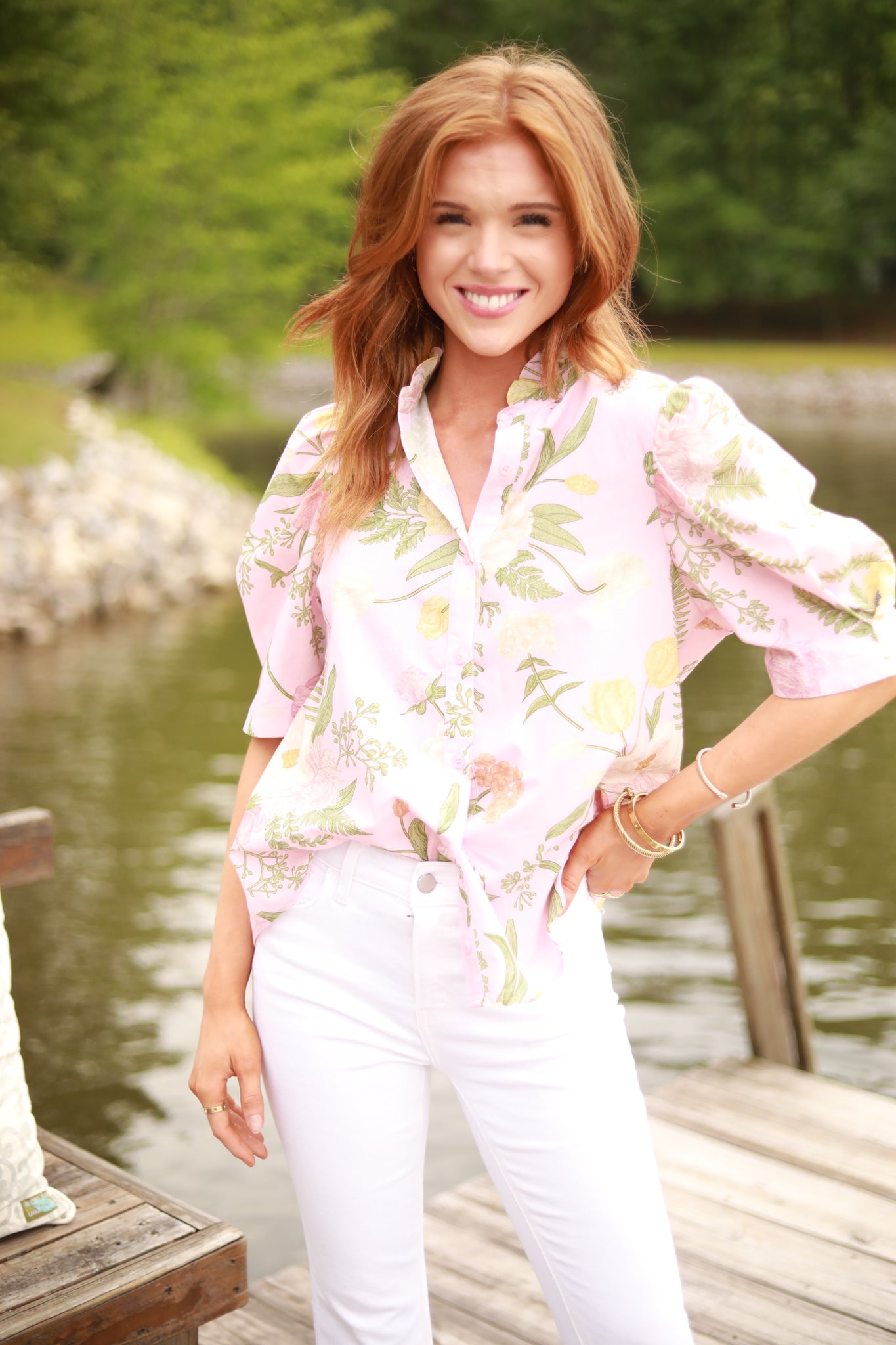 Fern Floral Print Top