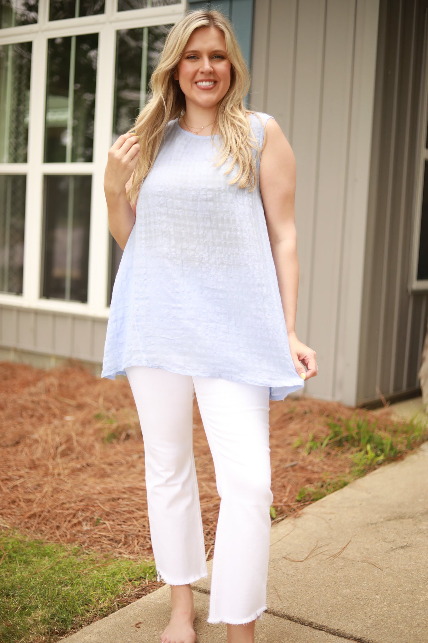 Shadow Waffle Linen Tank
