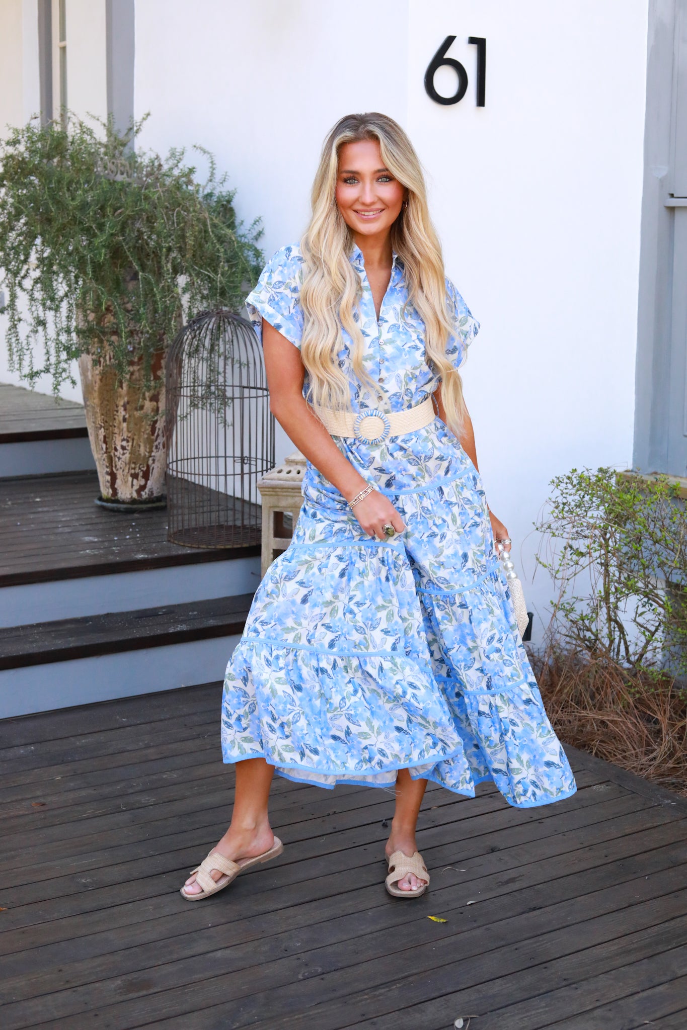 Floral Belted Midi Dress