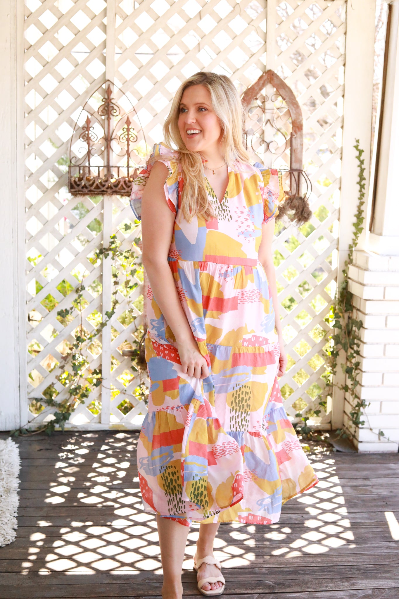 Sleeveless Printed Midi Dress