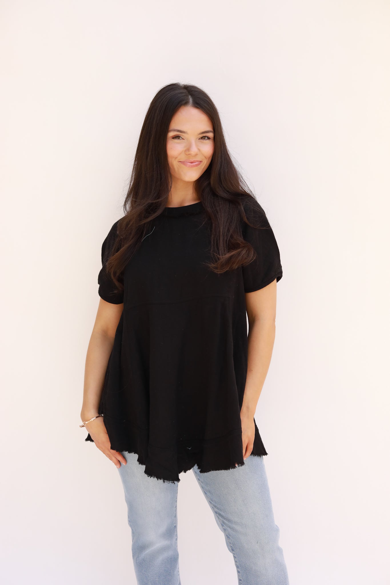 Crinkle Square Yoke Swing Top
