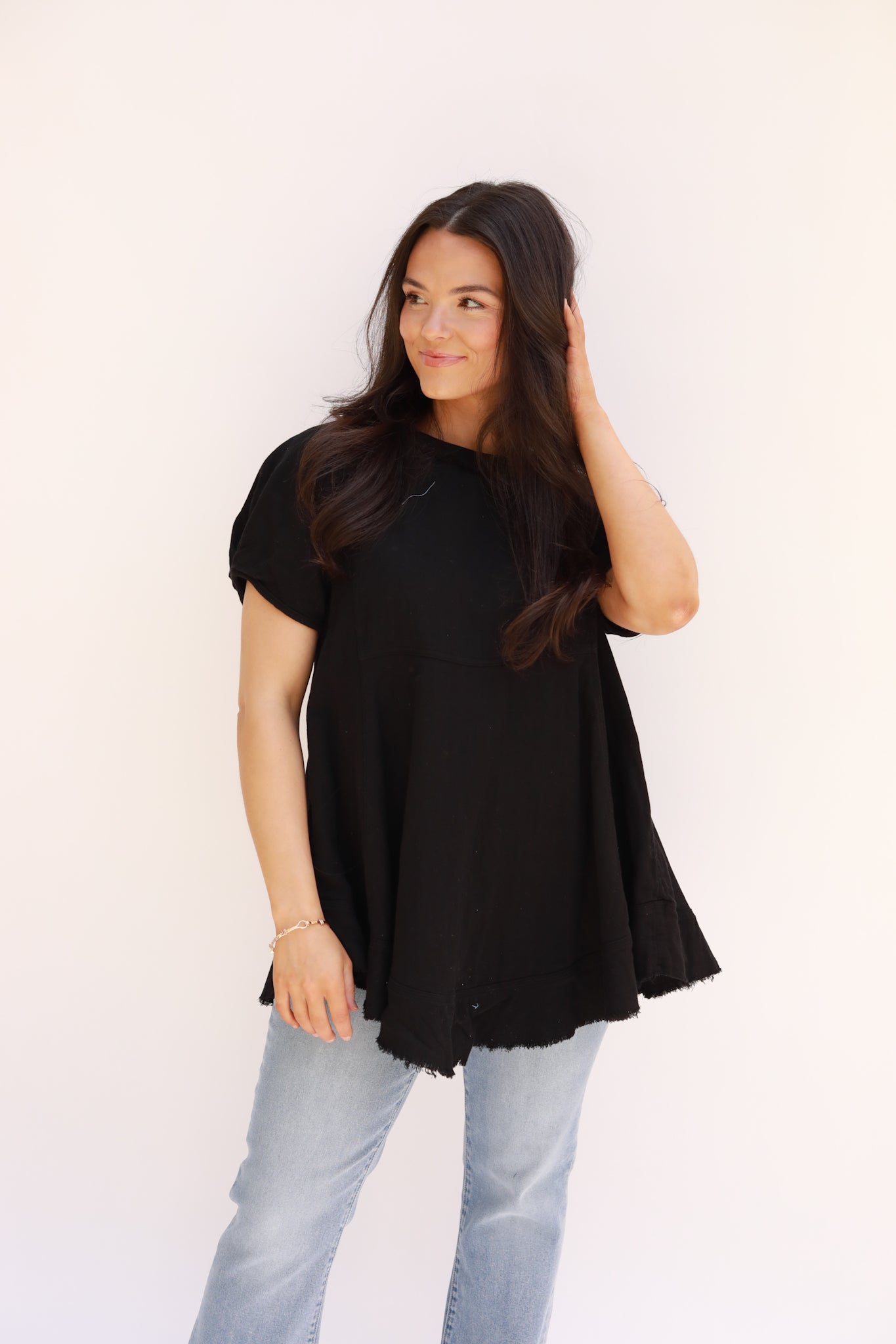 Crinkle Square Yoke Swing Top