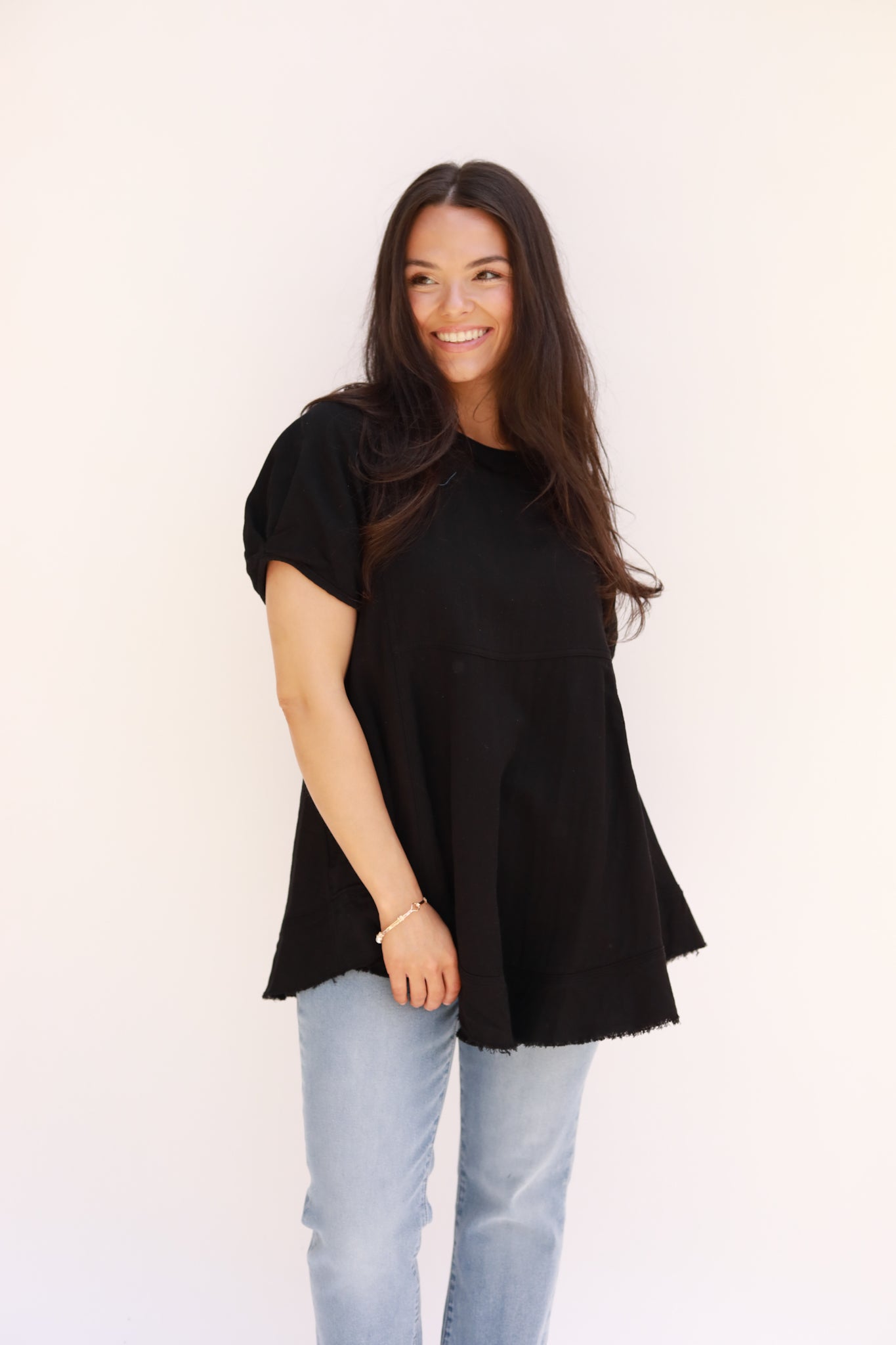 Crinkle Square Yoke Swing Top