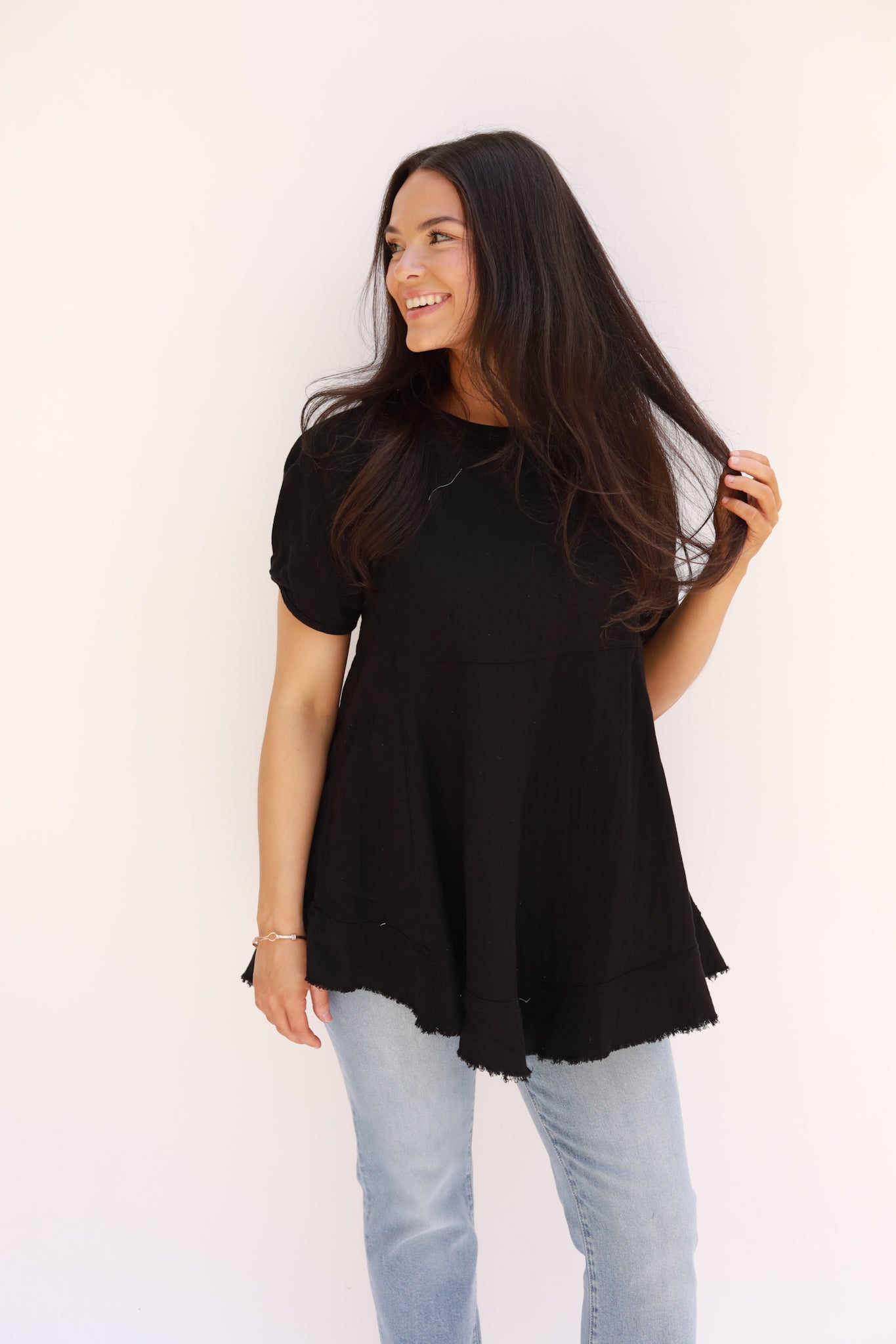 Crinkle Square Yoke Swing Top