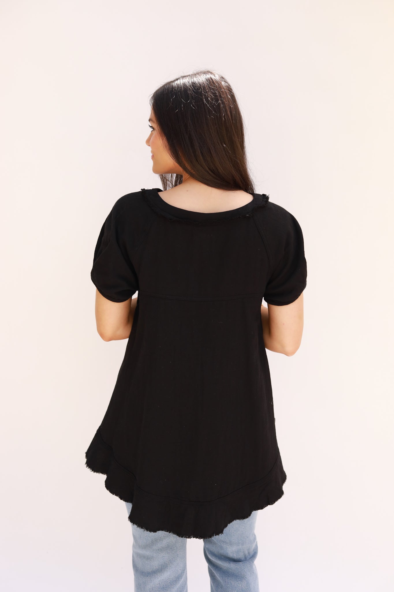 Crinkle Square Yoke Swing Top