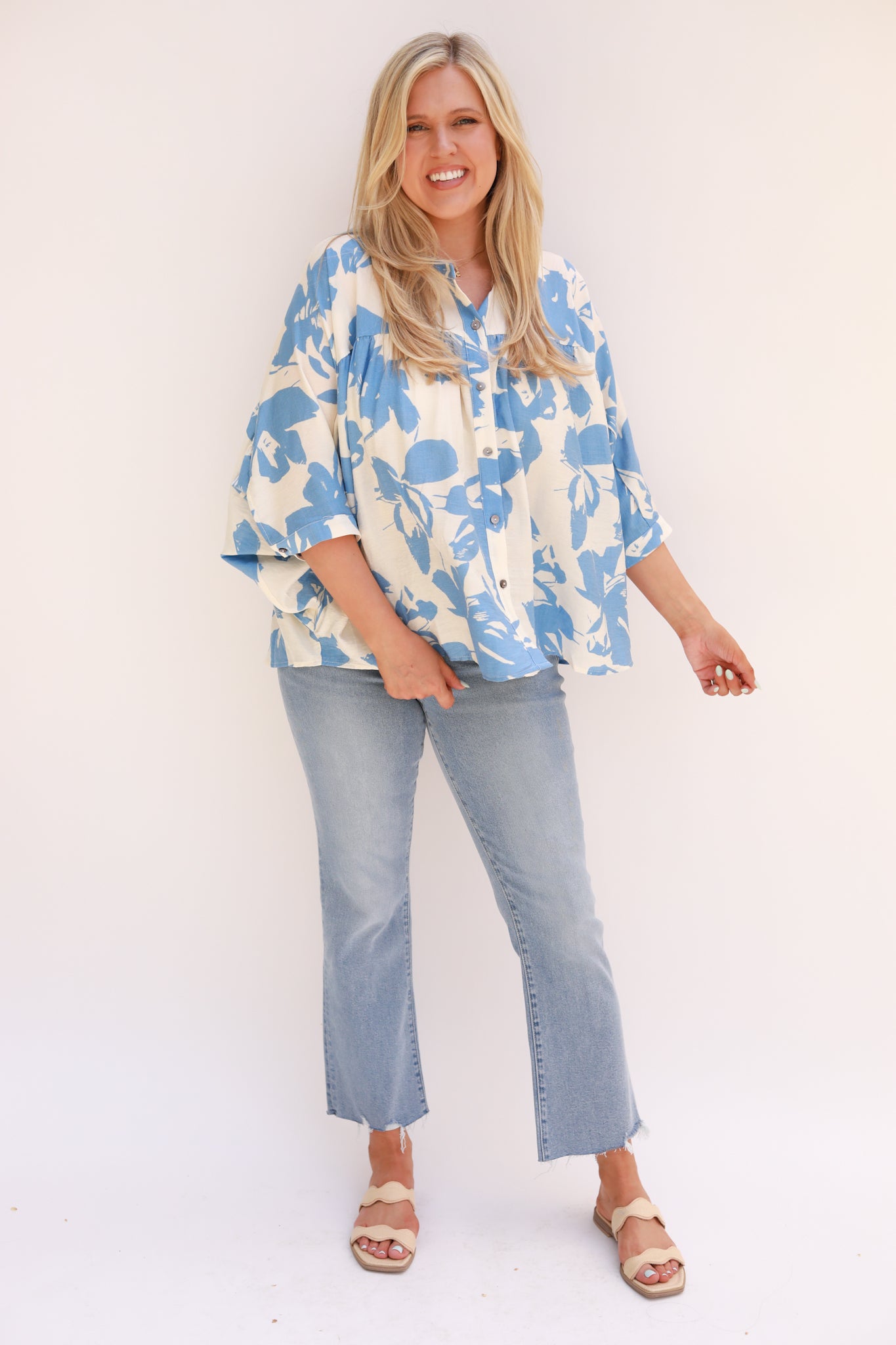 Two Tone Floral Top