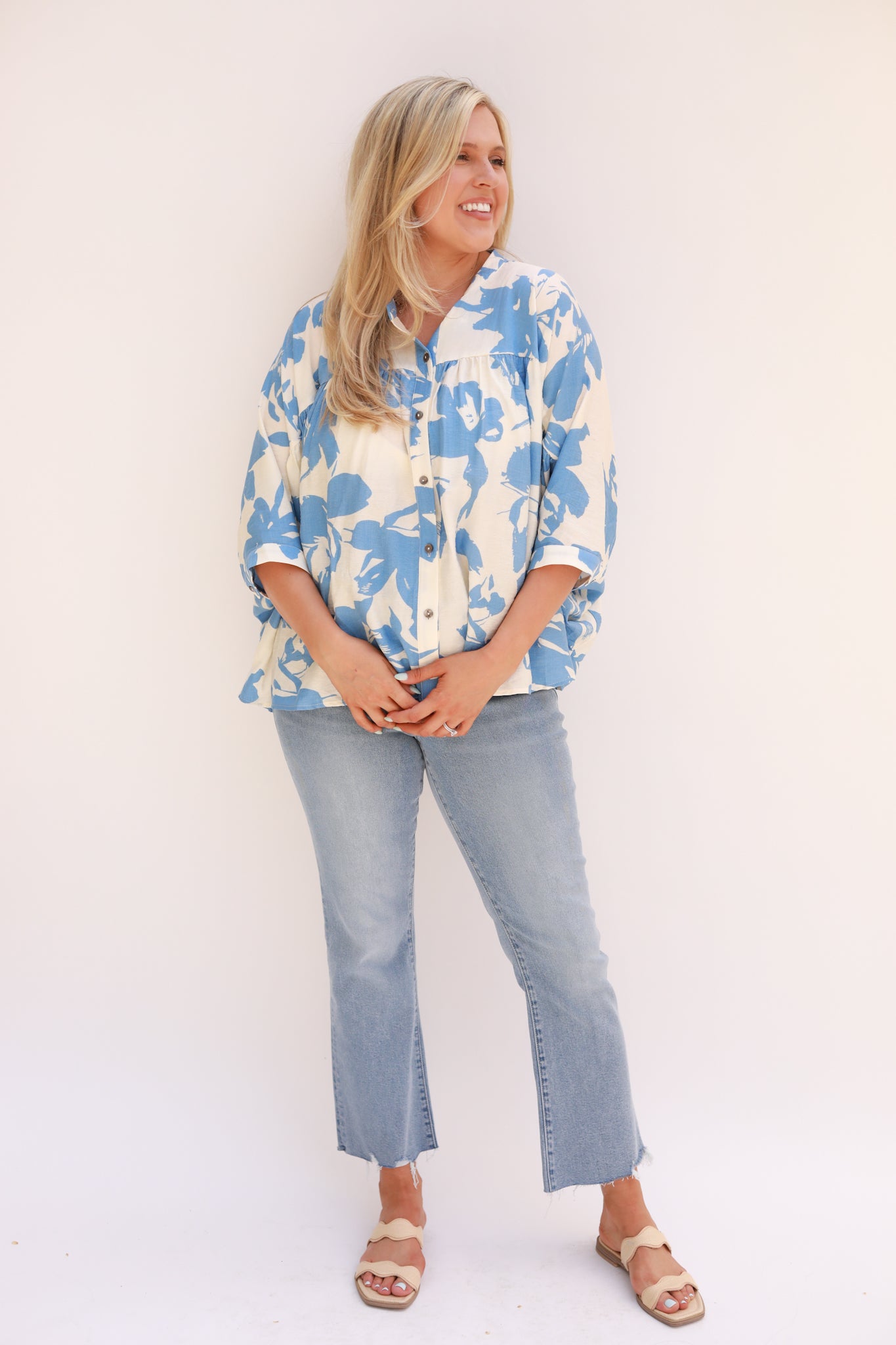 Two Tone Floral Top
