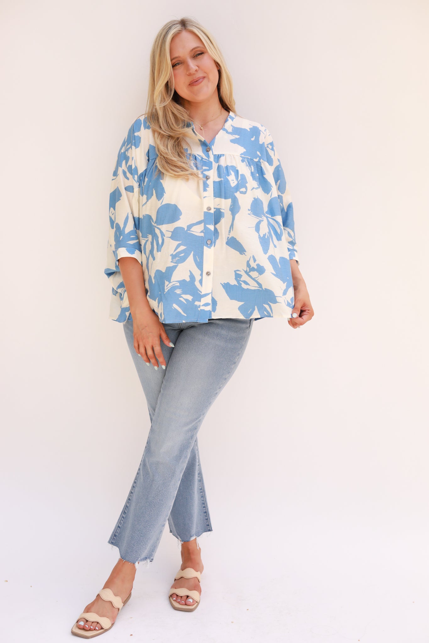 Two Tone Floral Top