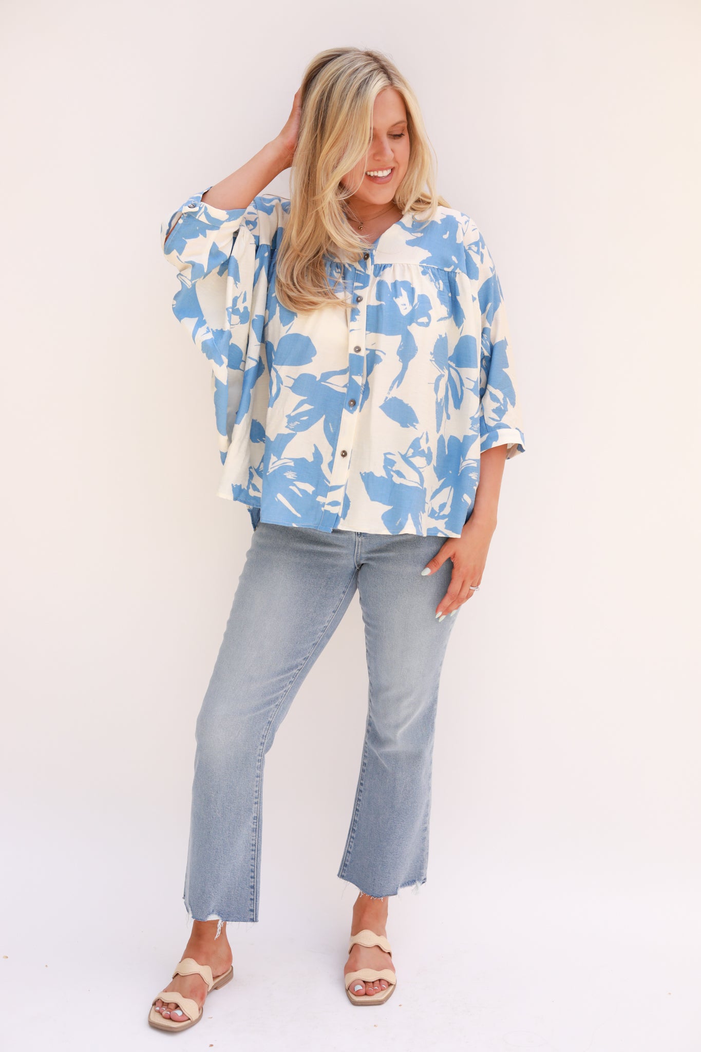 Two Tone Floral Top