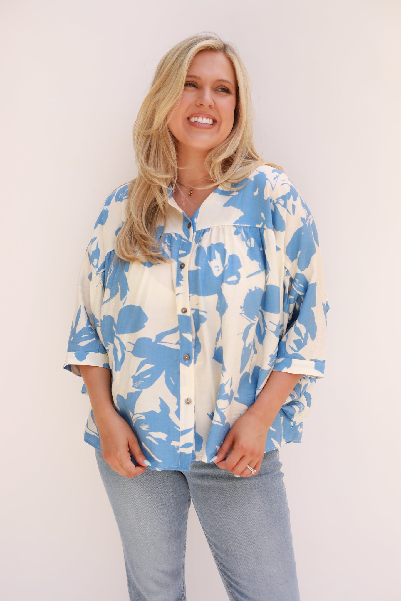 Two Tone Floral Top
