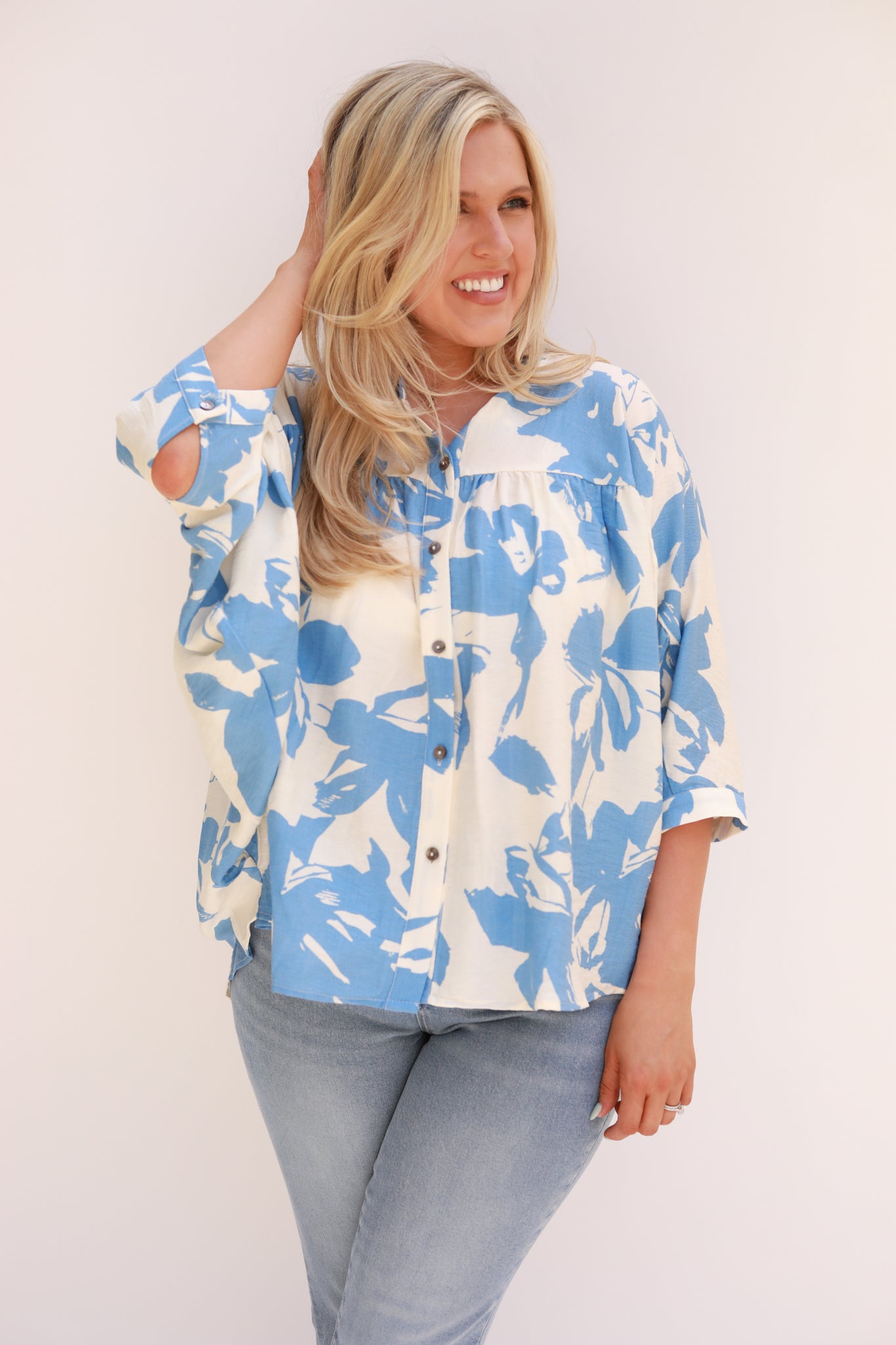Two Tone Floral Top