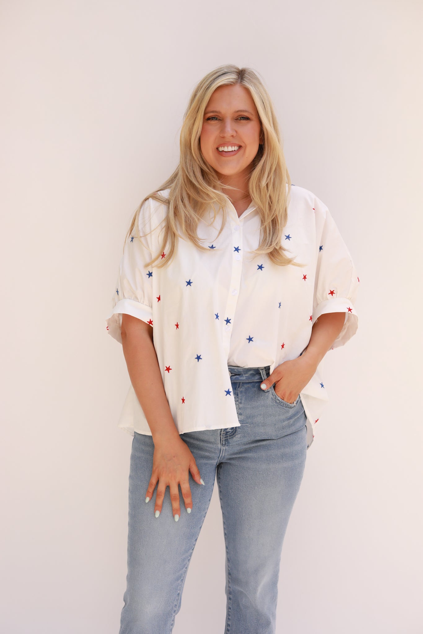 Embroidered Stars Top