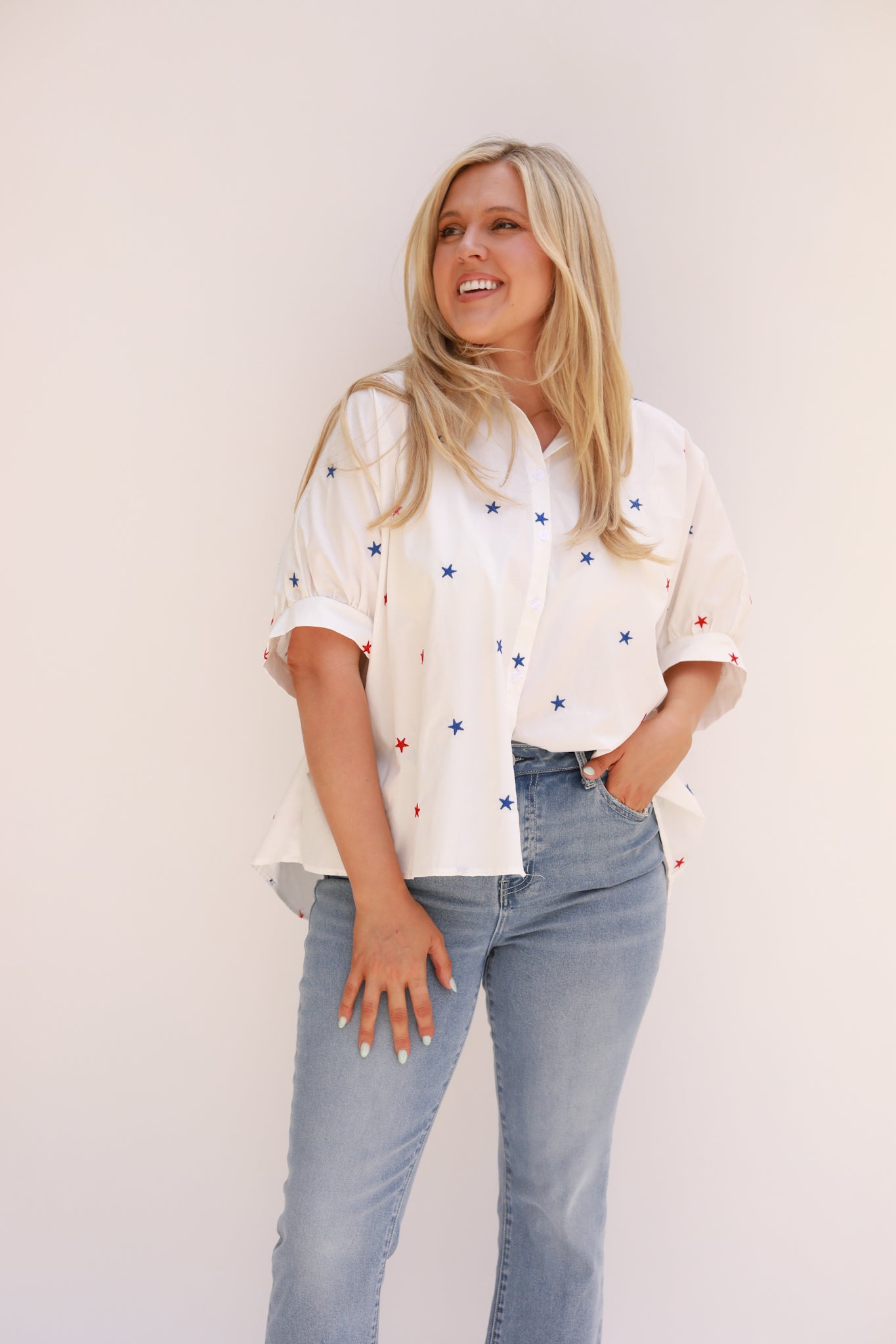 Embroidered Stars Top