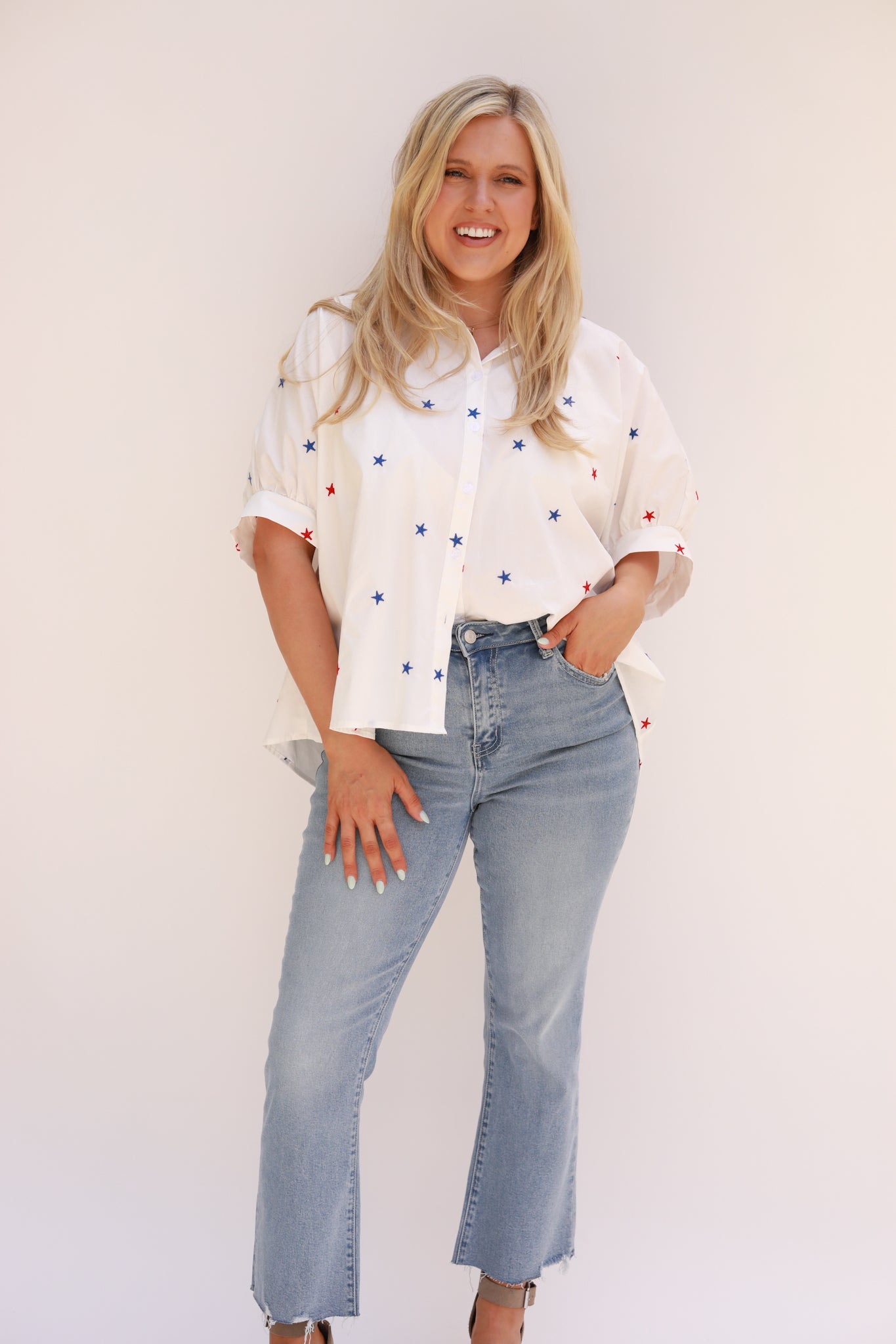 Embroidered Stars Top