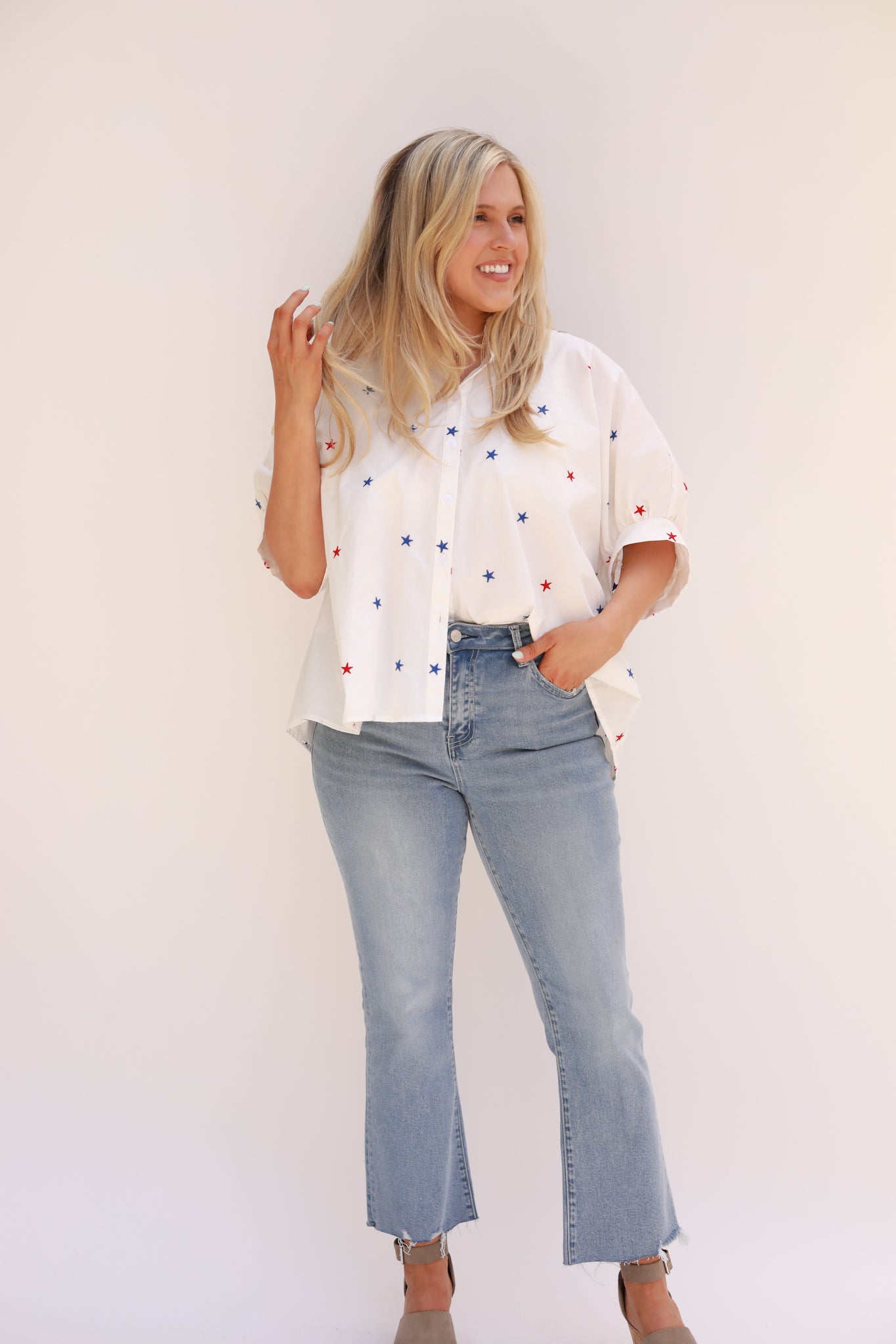 Embroidered Stars Top