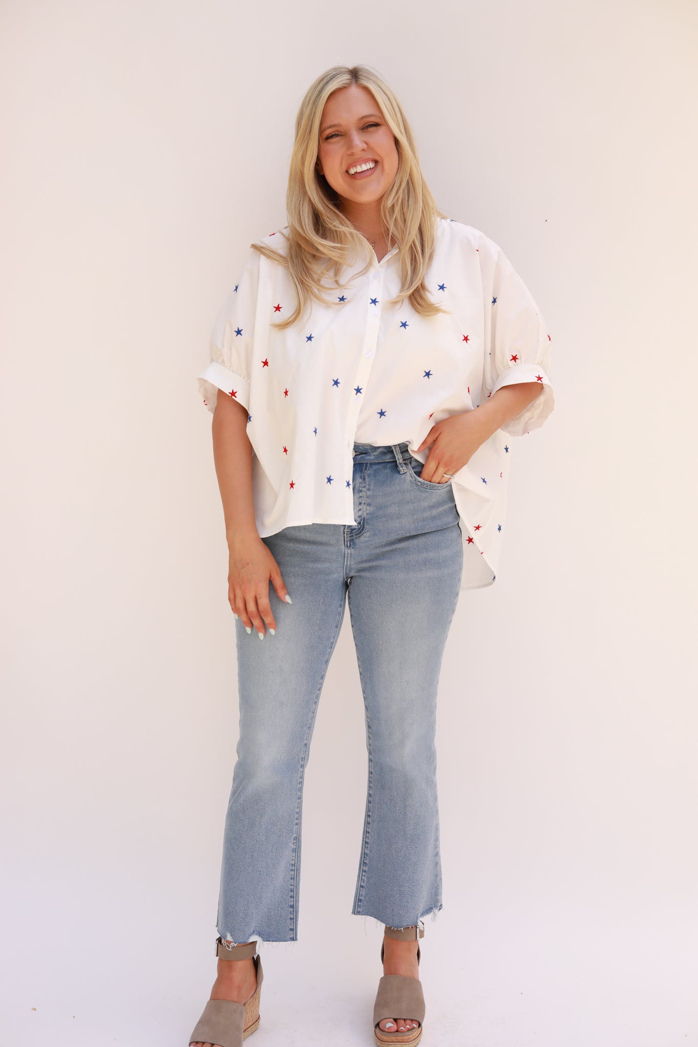 Embroidered Stars Top