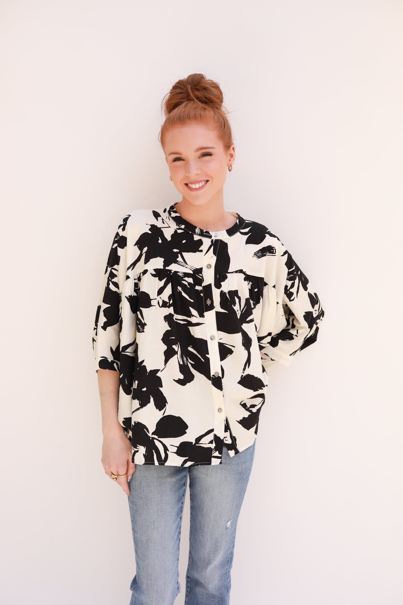 Two Tone Floral Top