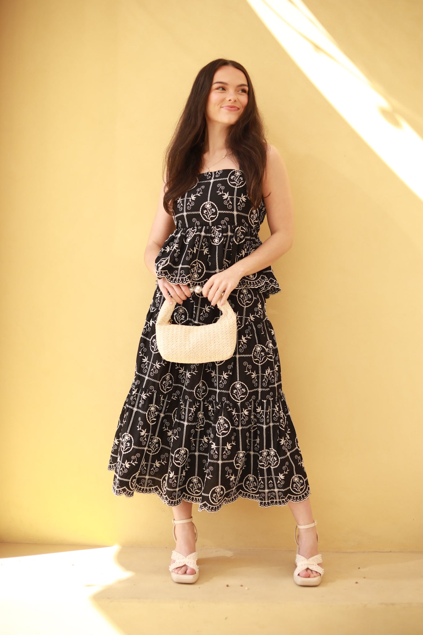 Embroidered Midi Skirt