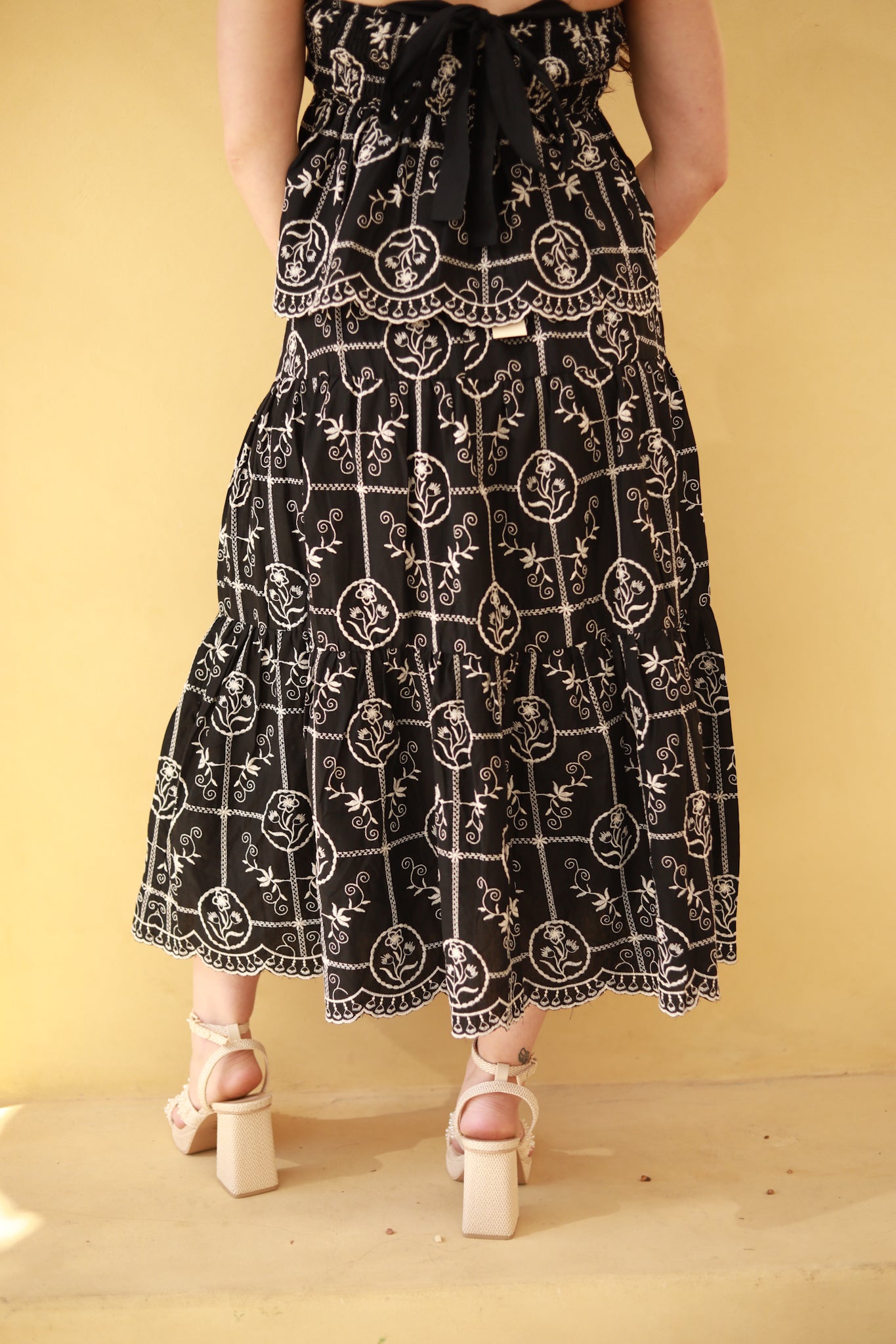 Embroidered Midi Skirt