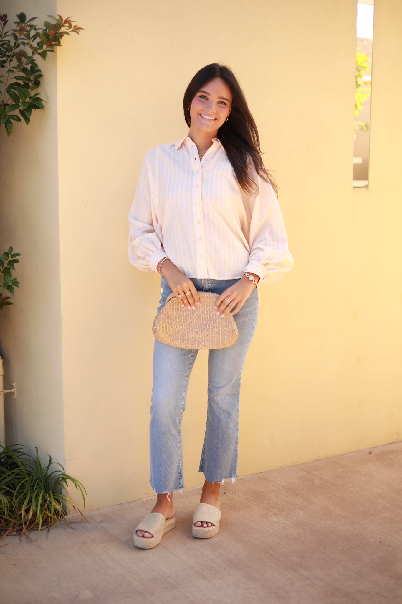 Button Front Stripe Top