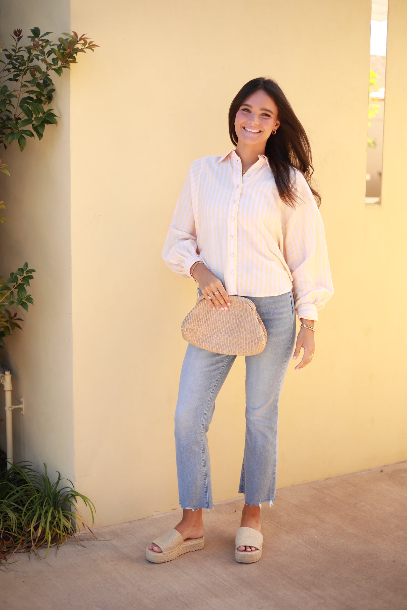 Button Front Stripe Top