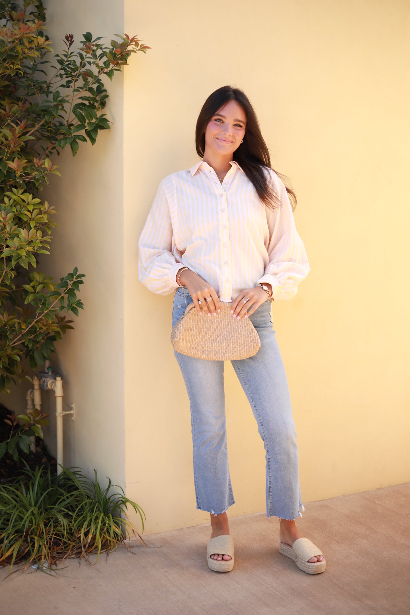 Button Front Stripe Top