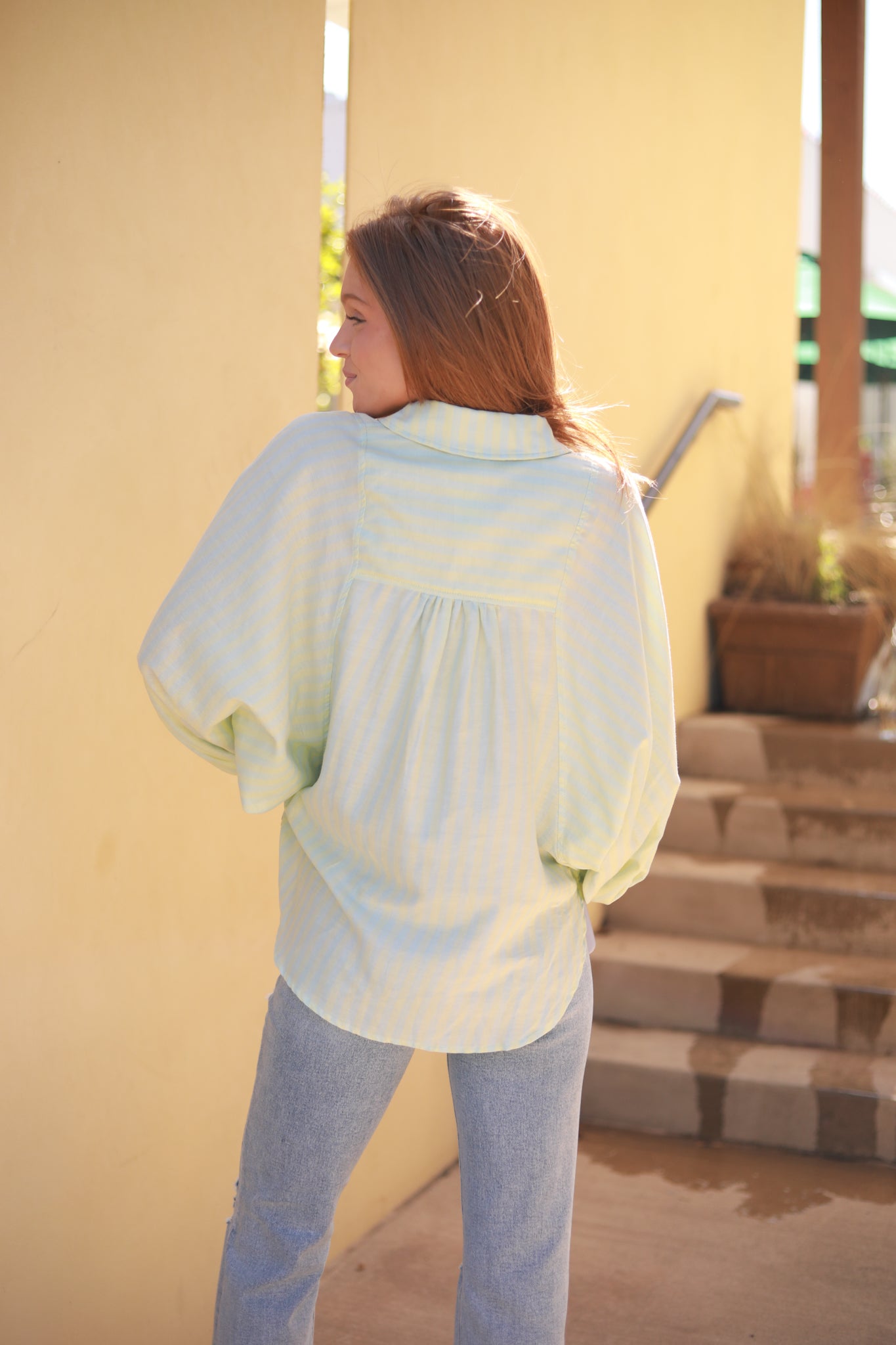 Button Front Stripe Top