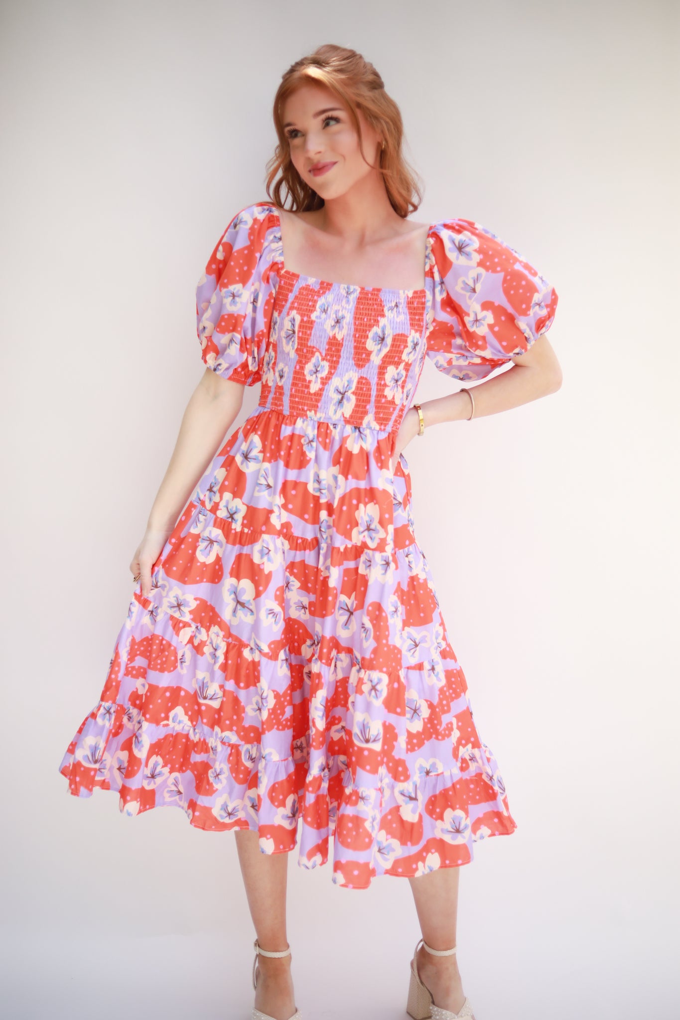 Smocked Top Floral Dress