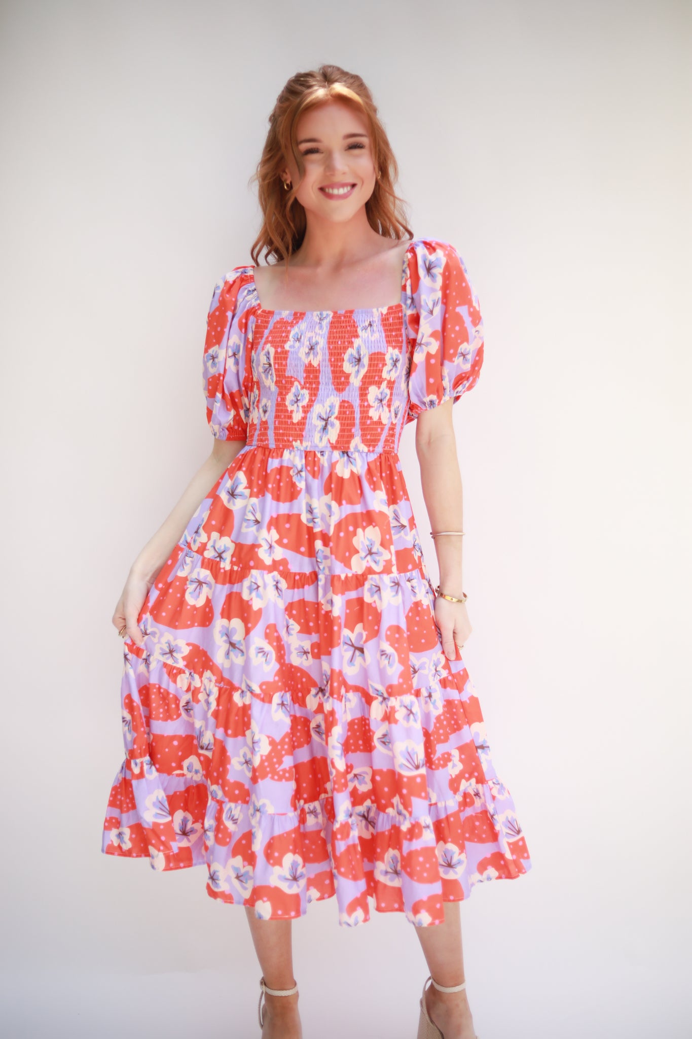 Smocked Top Floral Dress