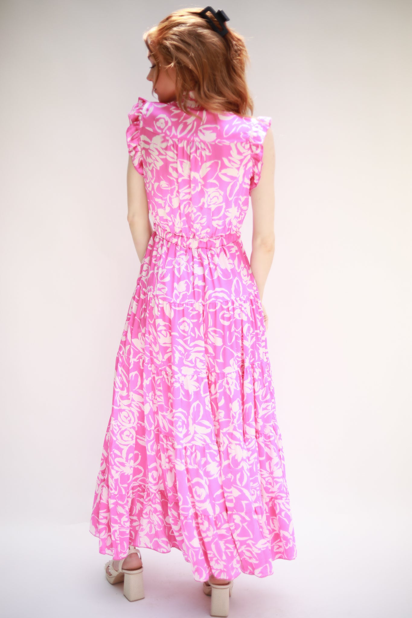 White Floral Midi Dress