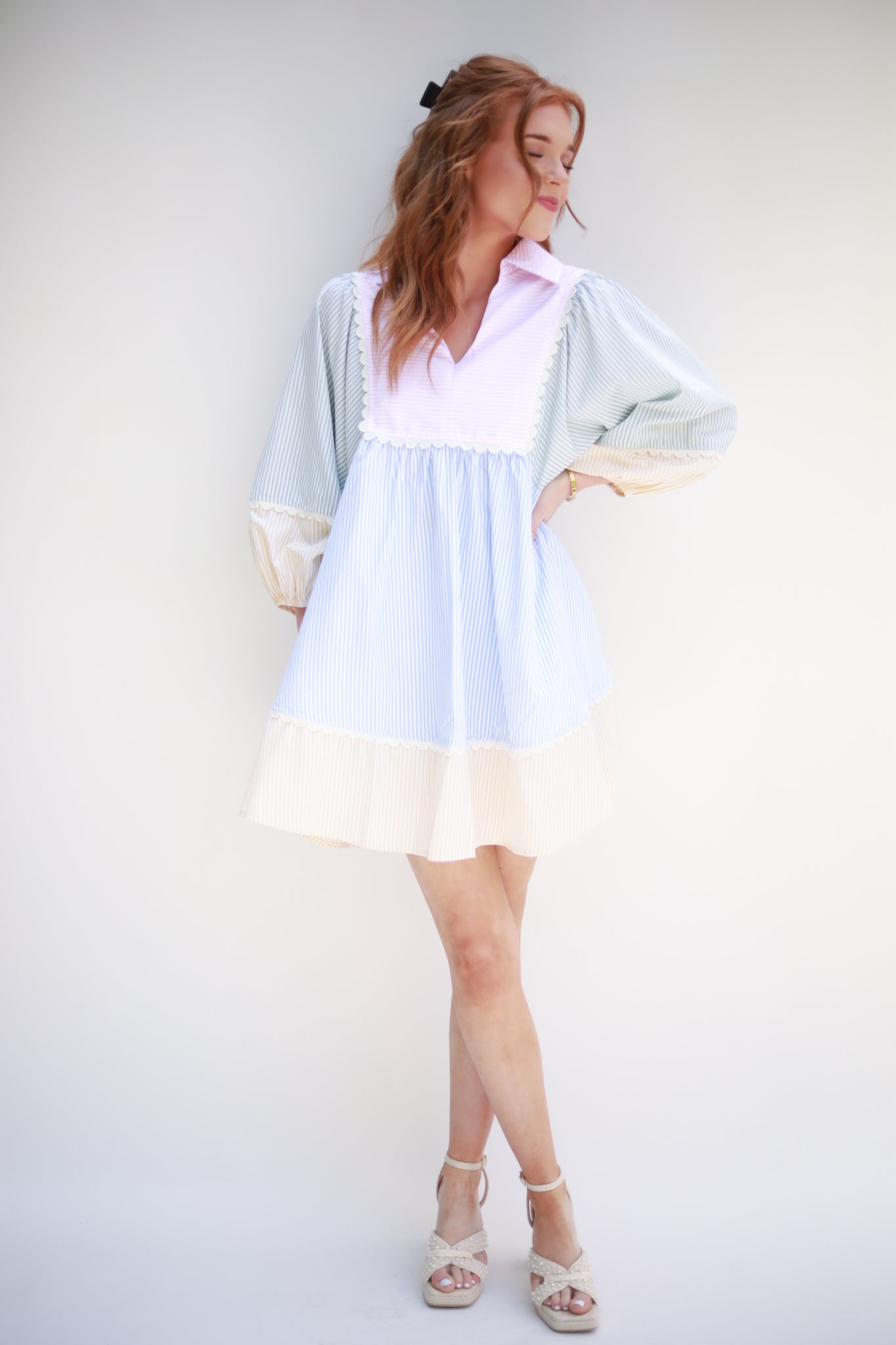 Patchwork Stripe Yoke Dress