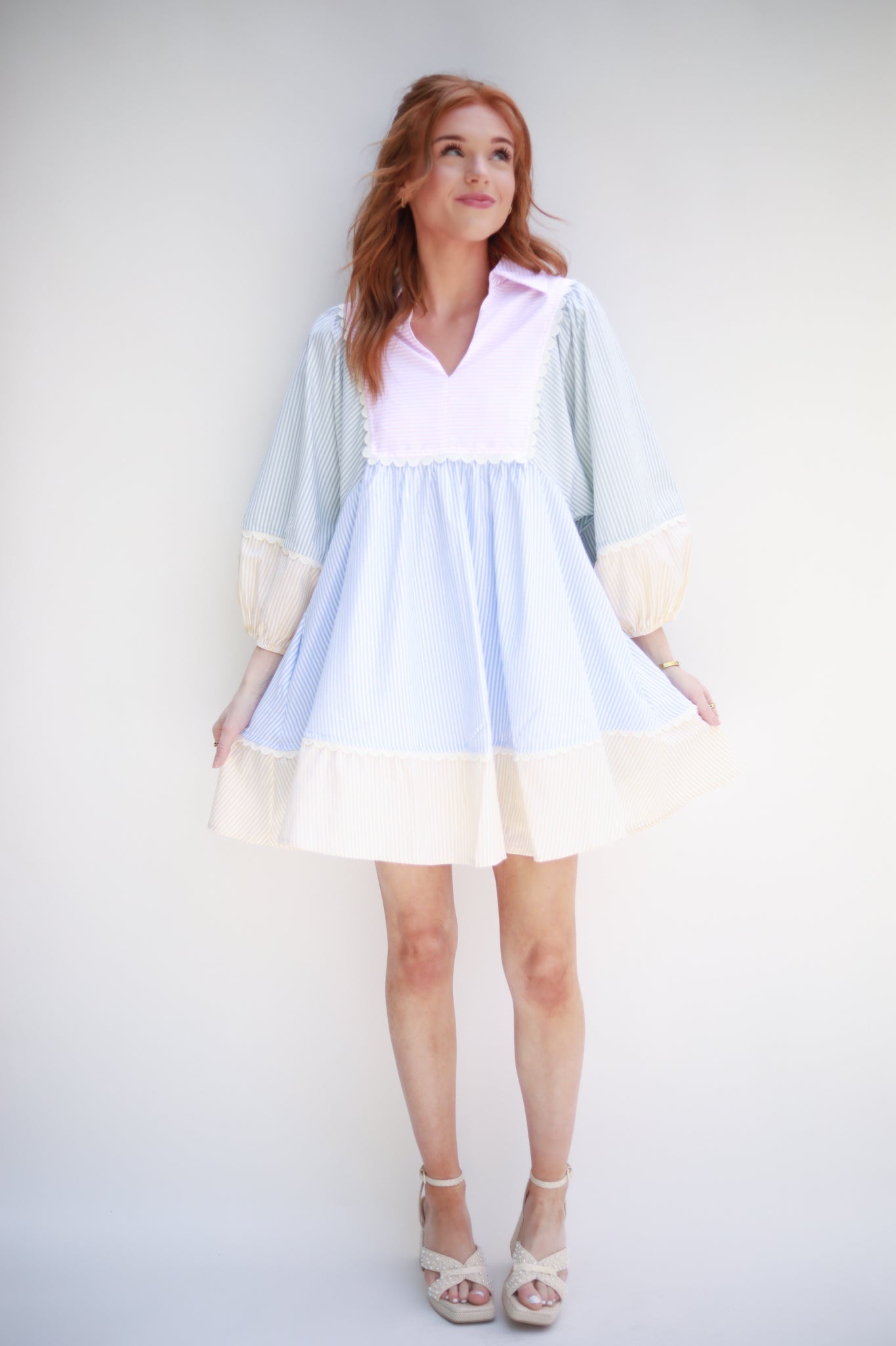 Patchwork Stripe Yoke Dress