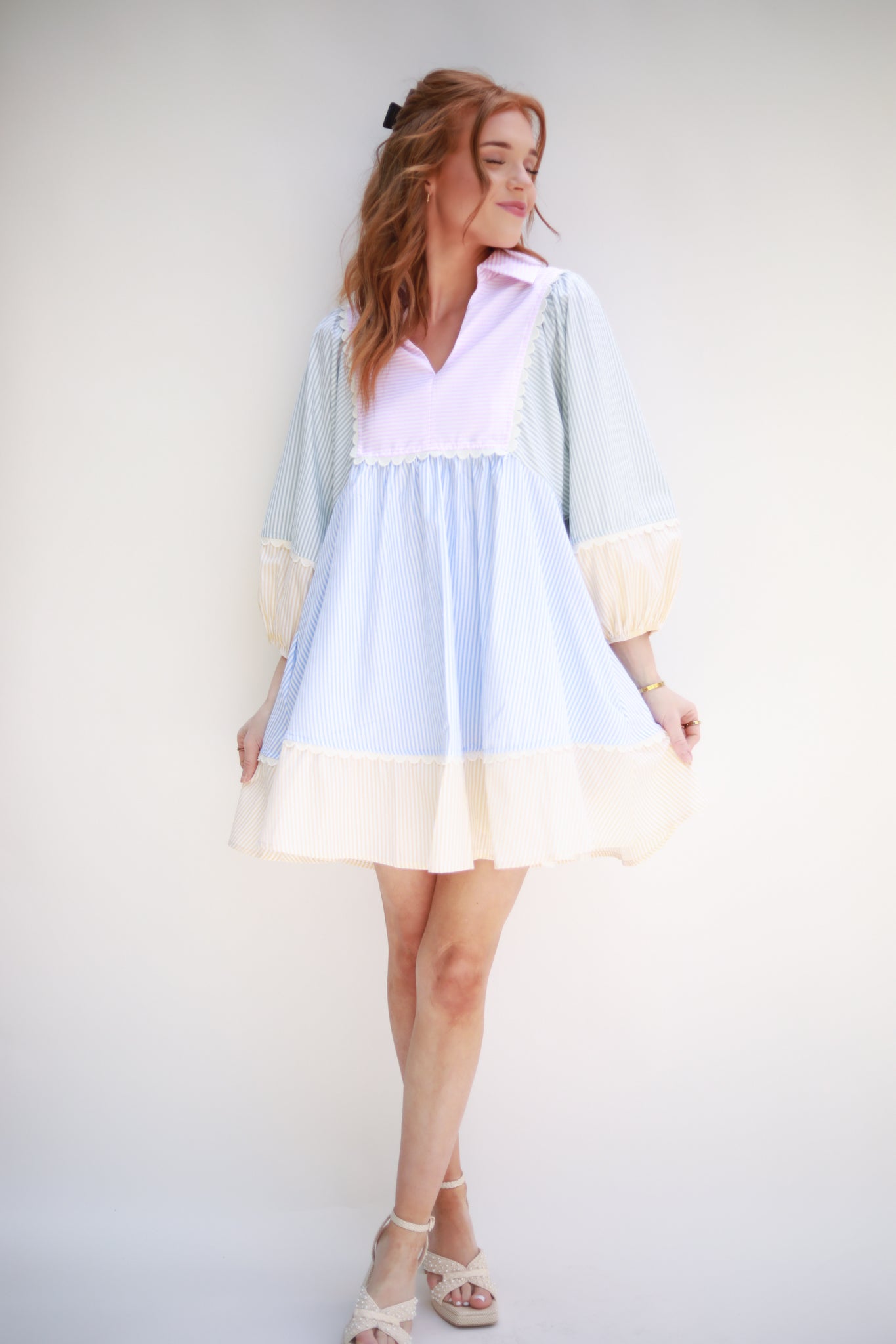 Patchwork Stripe Yoke Dress
