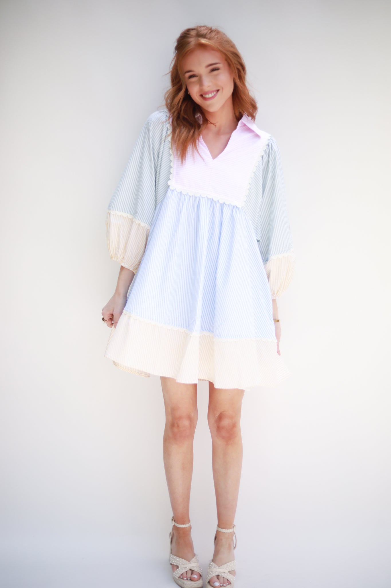 Patchwork Stripe Yoke Dress