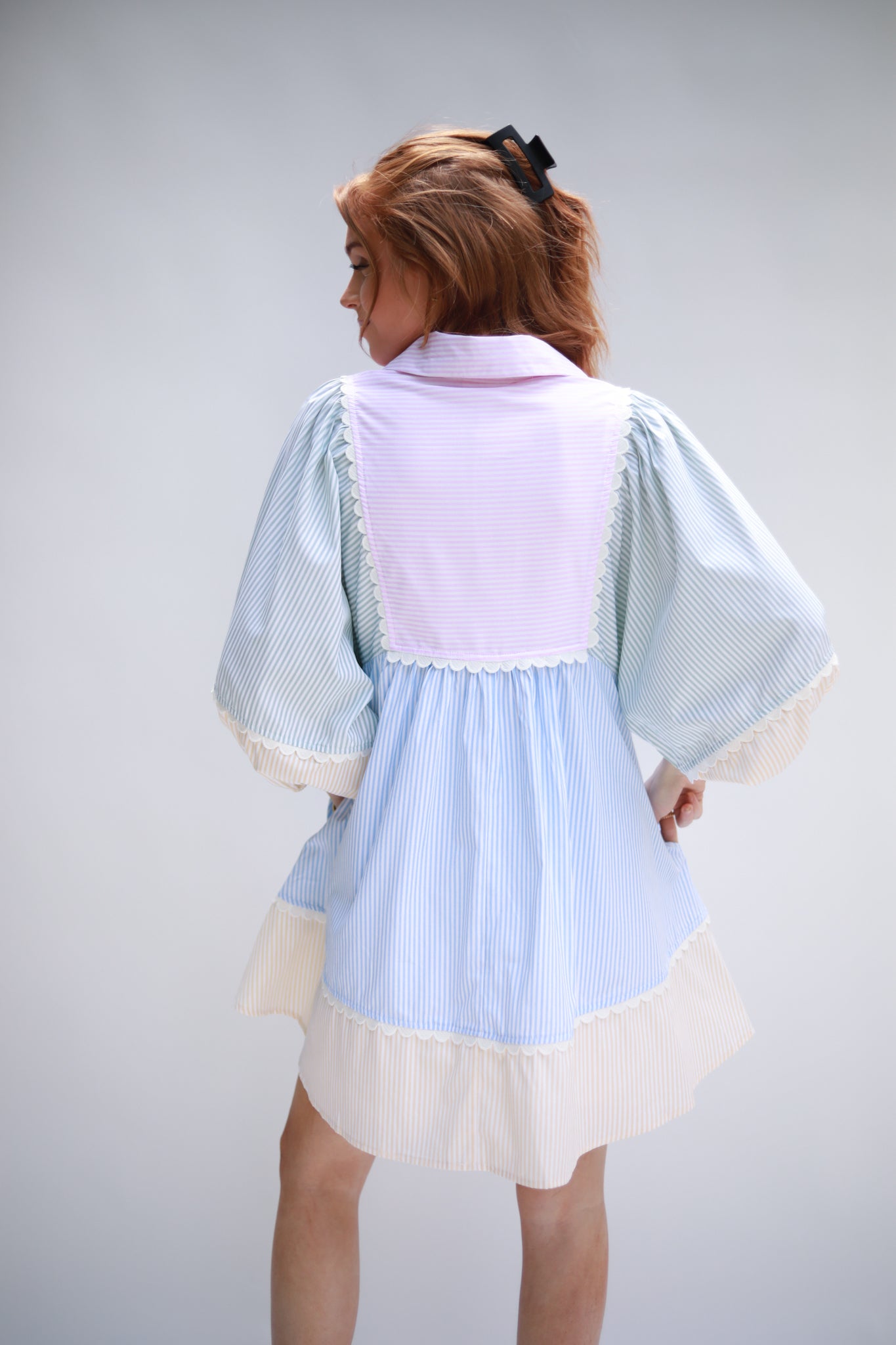 Patchwork Stripe Yoke Dress