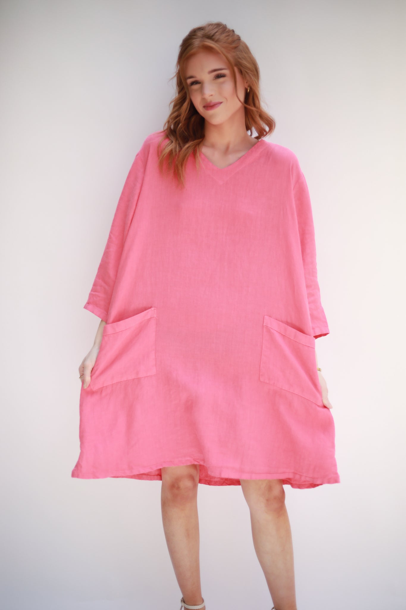 V-neck Linen Dress
