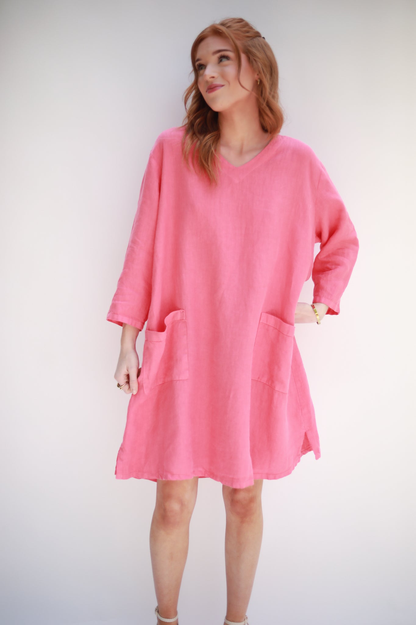 V-neck Linen Dress