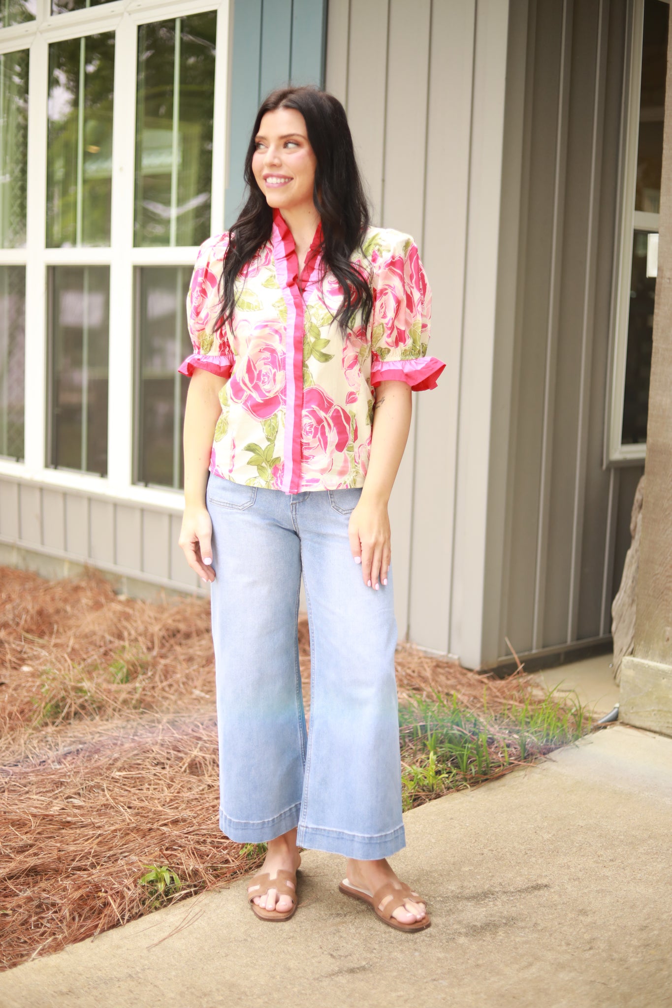 Rose Leaf Print Top