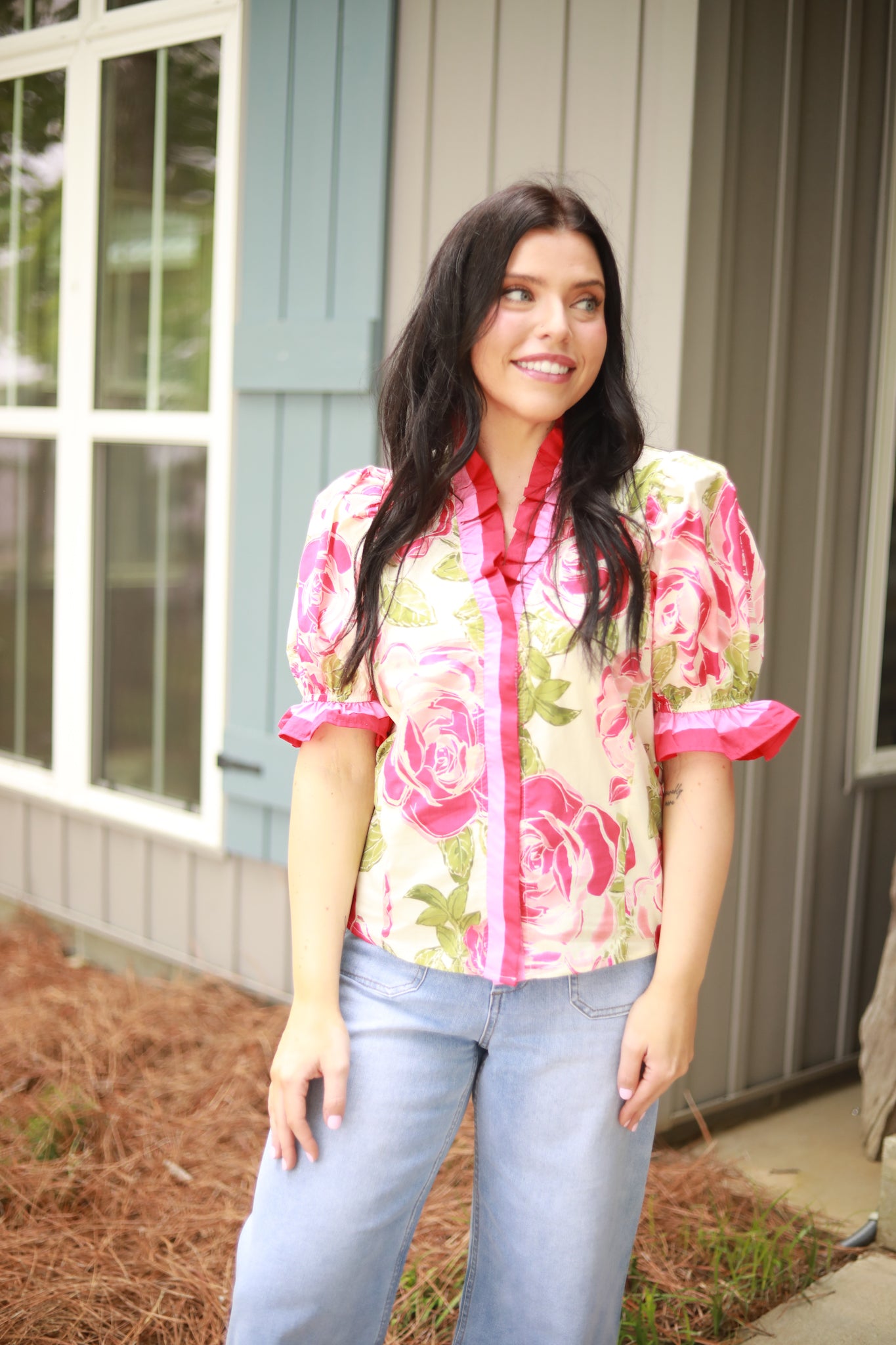 Rose Leaf Print Top